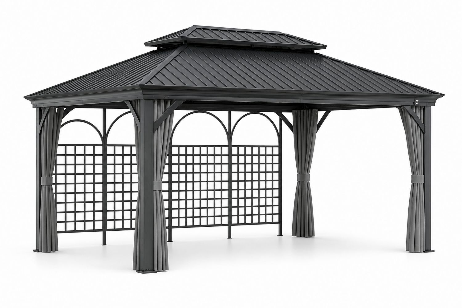 Gazebo da Giardino in Alluminio e Acciaio Grigio 300x400 cm