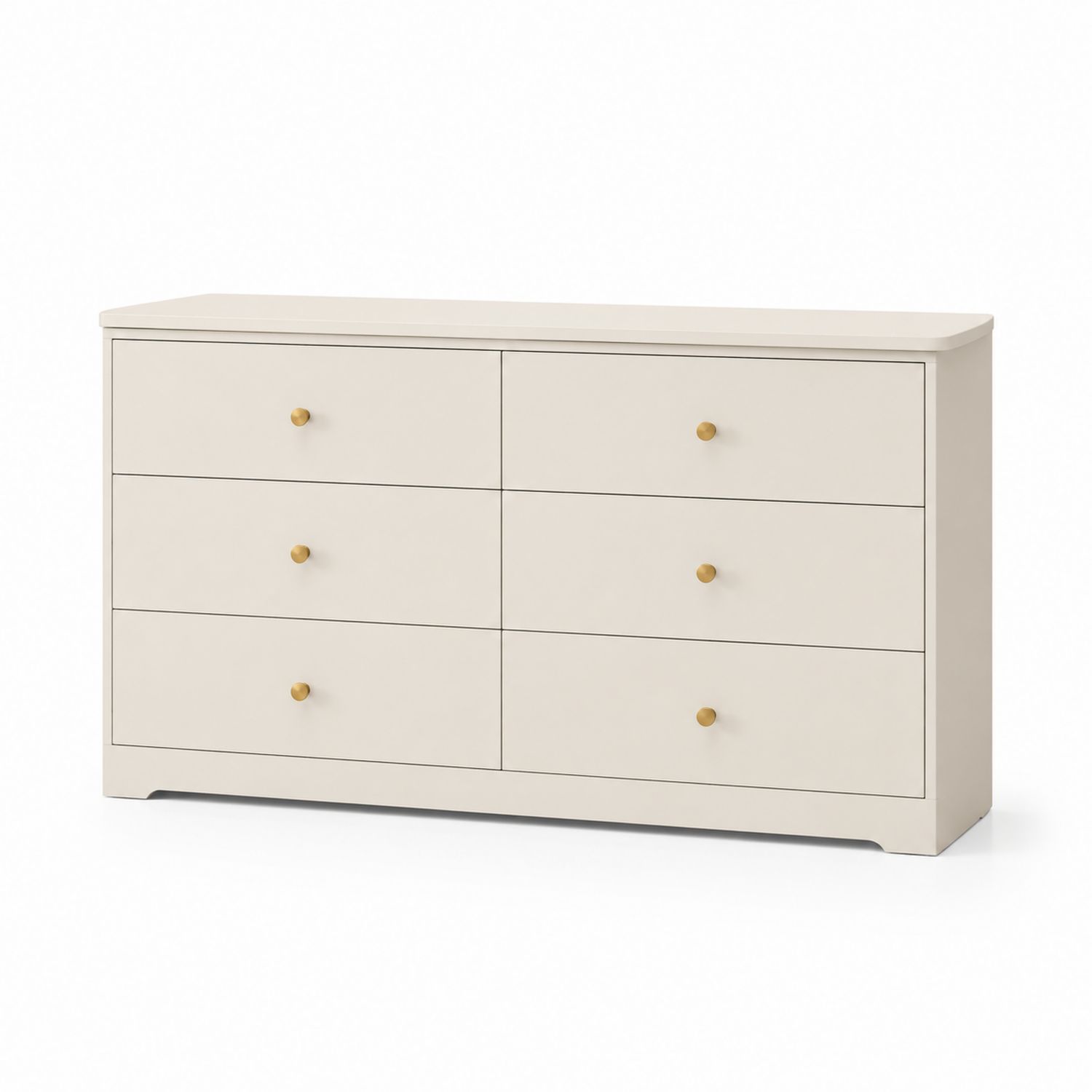 Cassettiera in Legno MDF con Maniglie Dorate, 6 Cassetti 120x40x80 cm