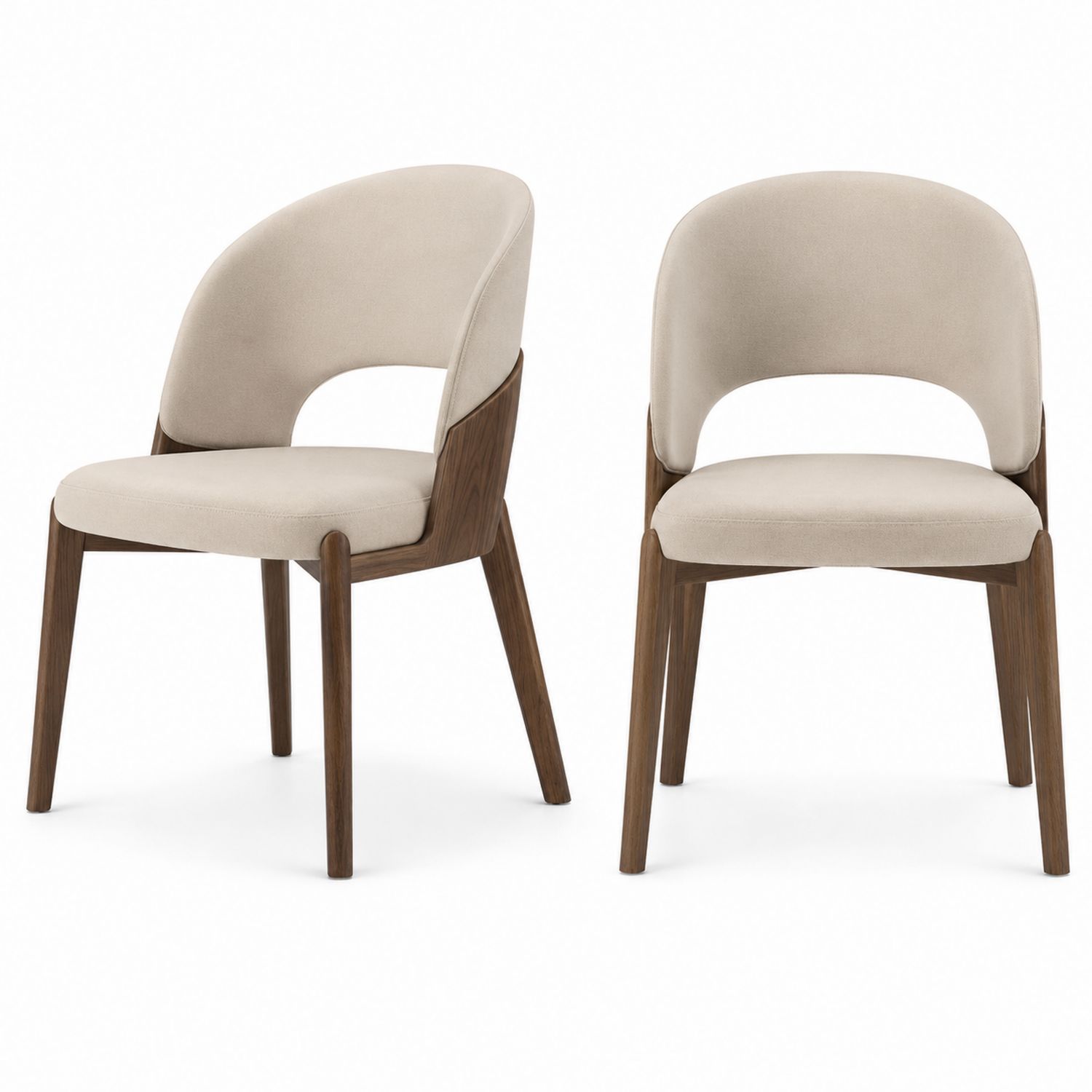 Set di 2 Sedie in Legno e Tessuto Beige