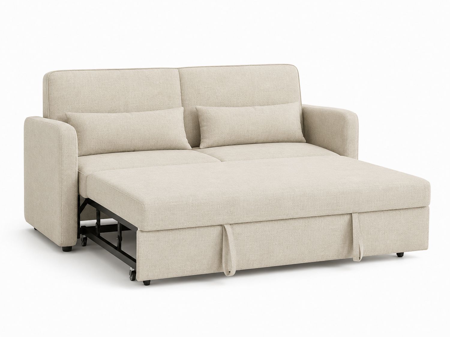 Divano Letto Angolare in Tessuto Beige