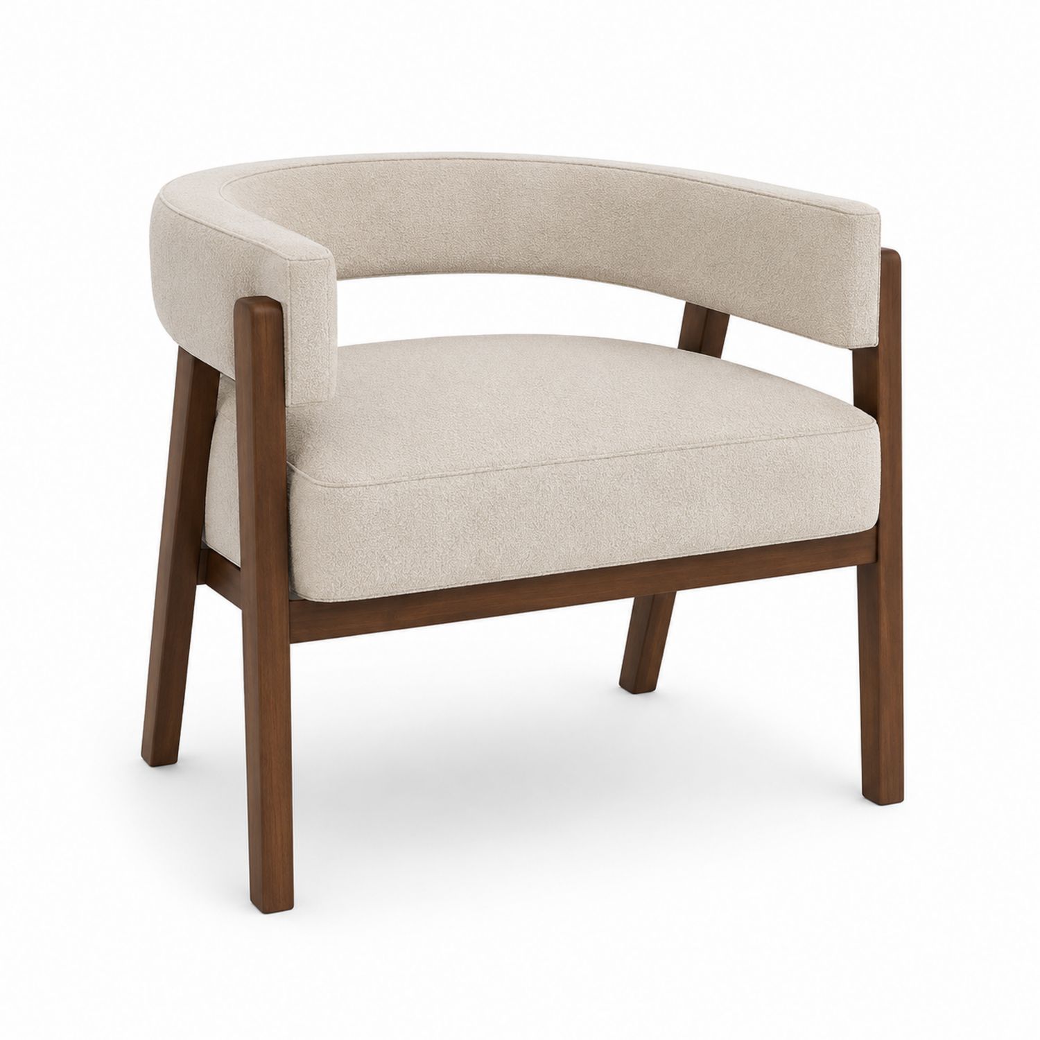 Poltrona in legno e tessuto beige