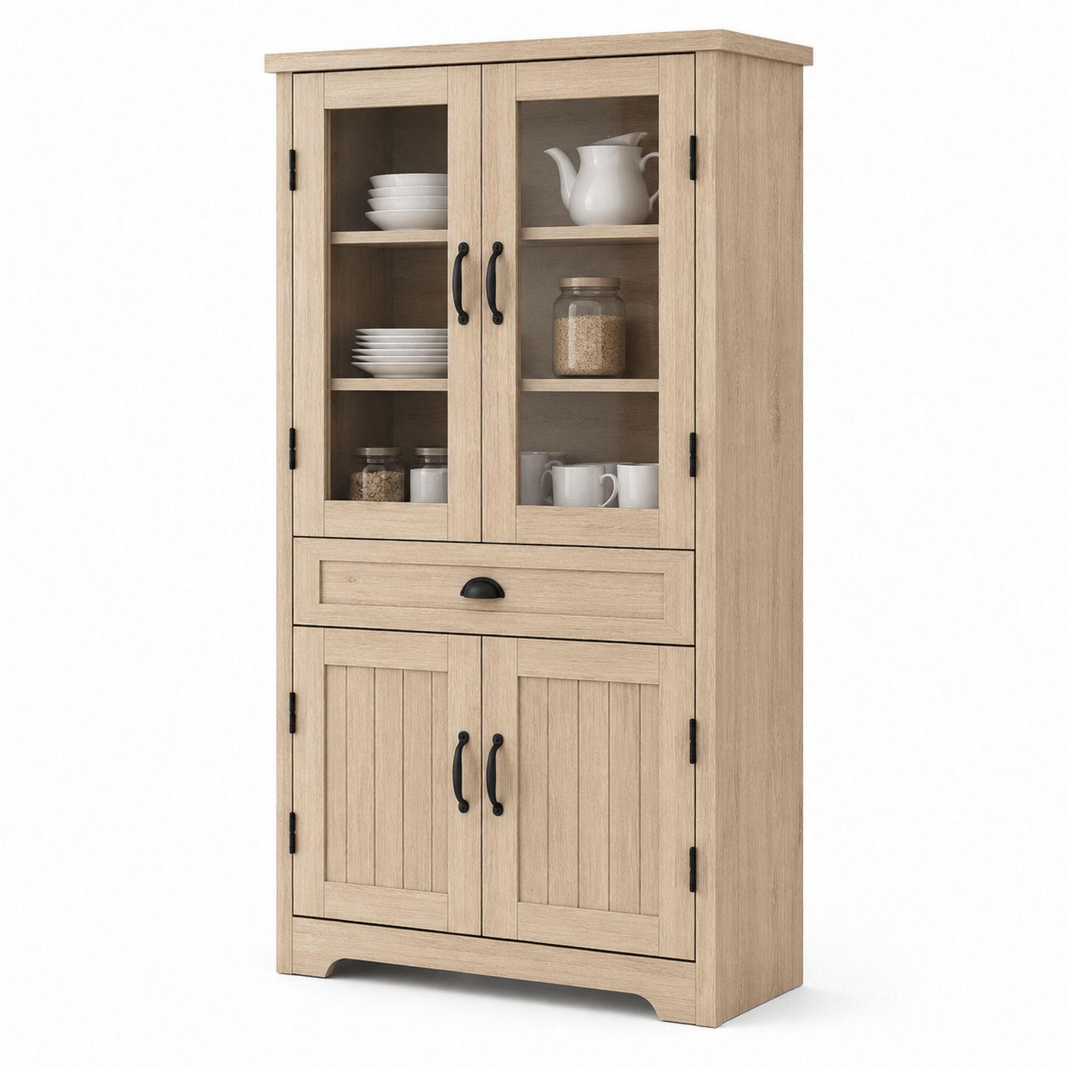 Credenza in Legno con Ante in Vetro Temperato 198x102x40 cm
