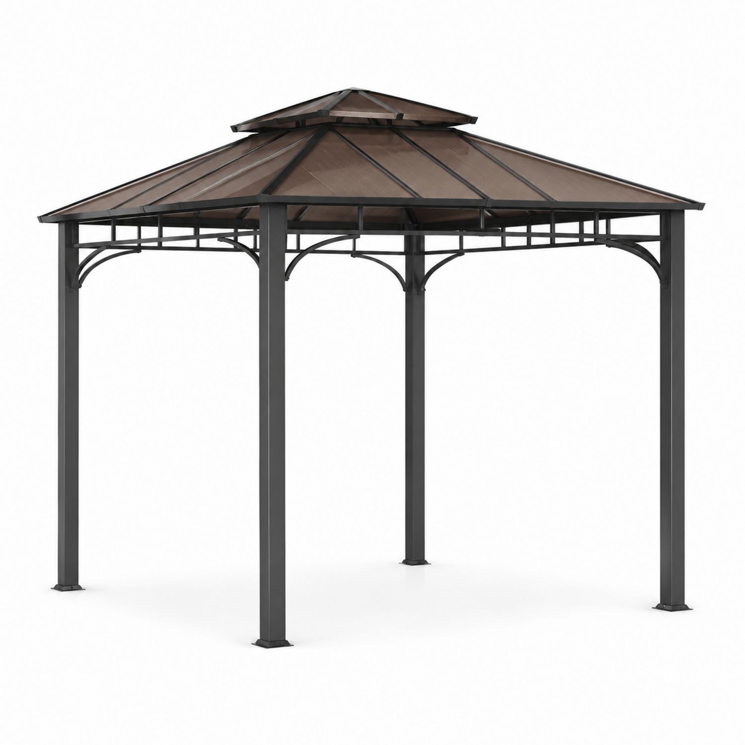 Gazebo da giardino in metallo e policarbonato grigio 300x300 cm