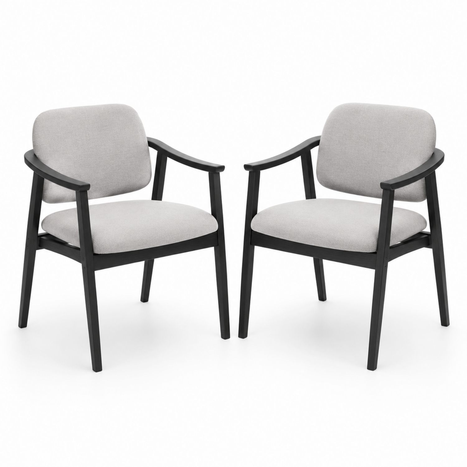 Set di 2 Sedie in Tessuto Grigio con Struttura in Legno