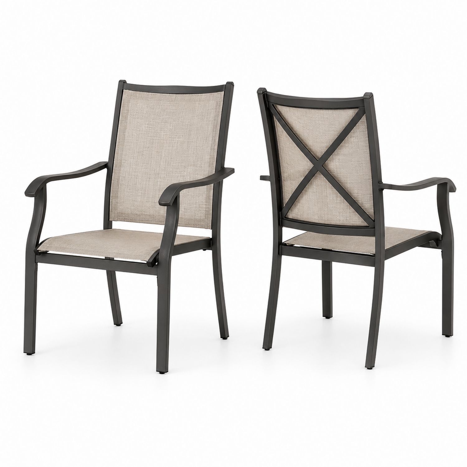 Set di 2 sedie da giardino in alluminio e tessuto