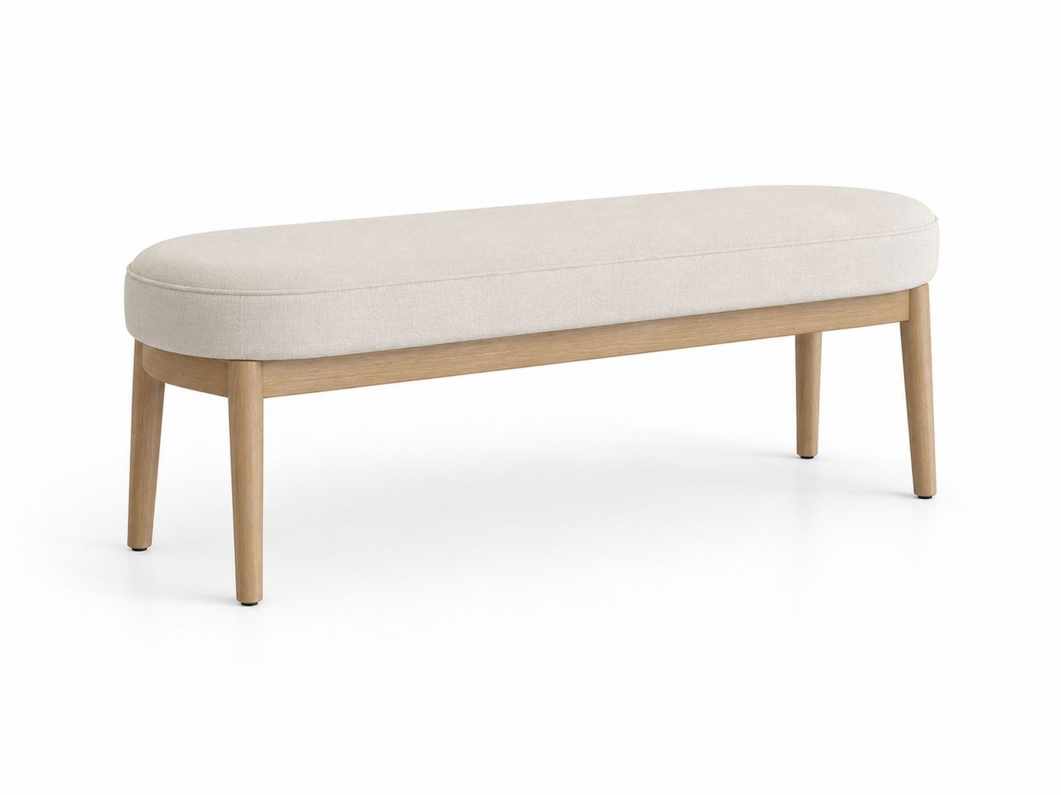 Panca in legno massello e tessuto beige 120x40x45 cm