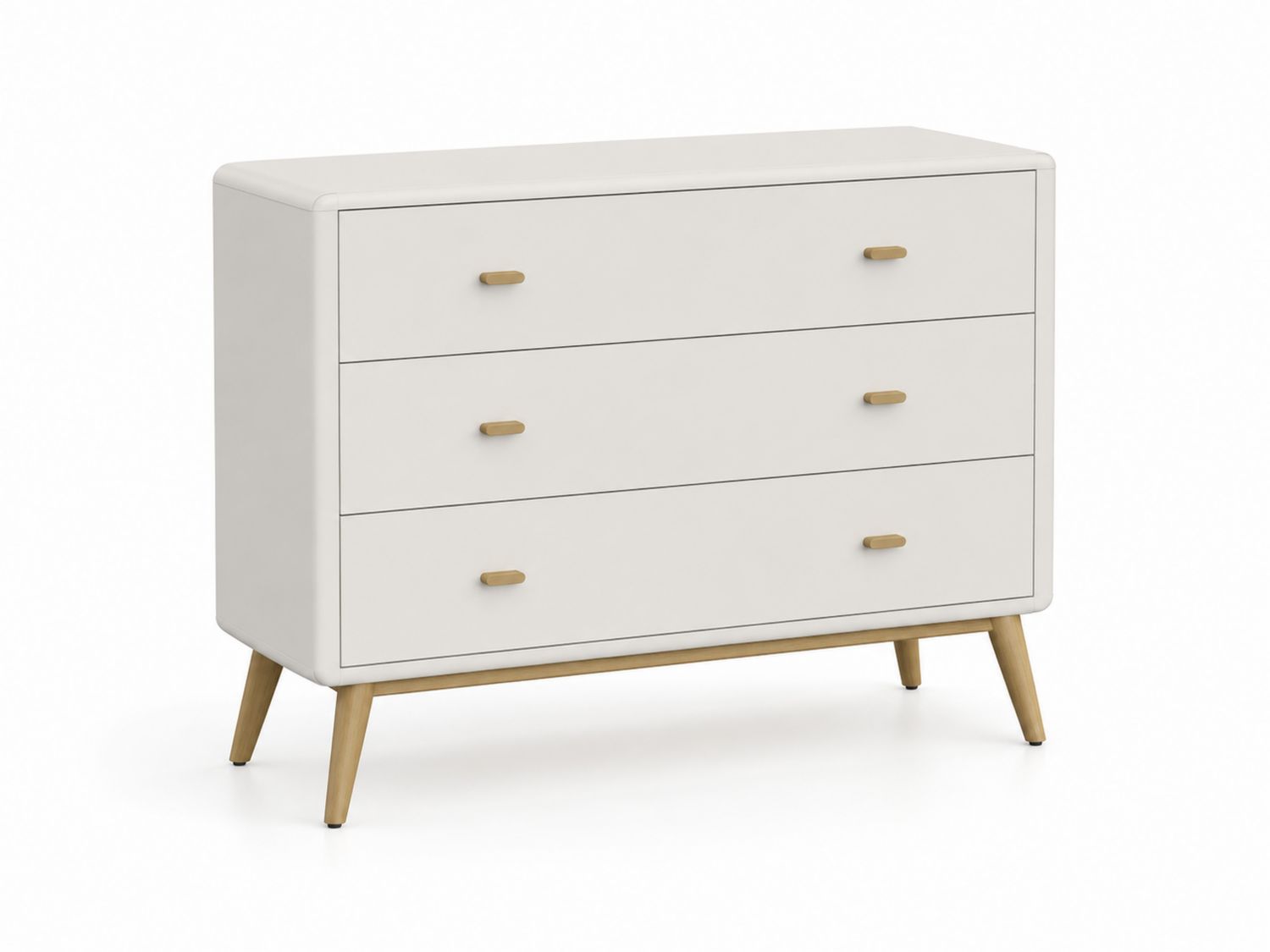 Cassettiera in MDF e faggio con 3 cassetti Bianco
