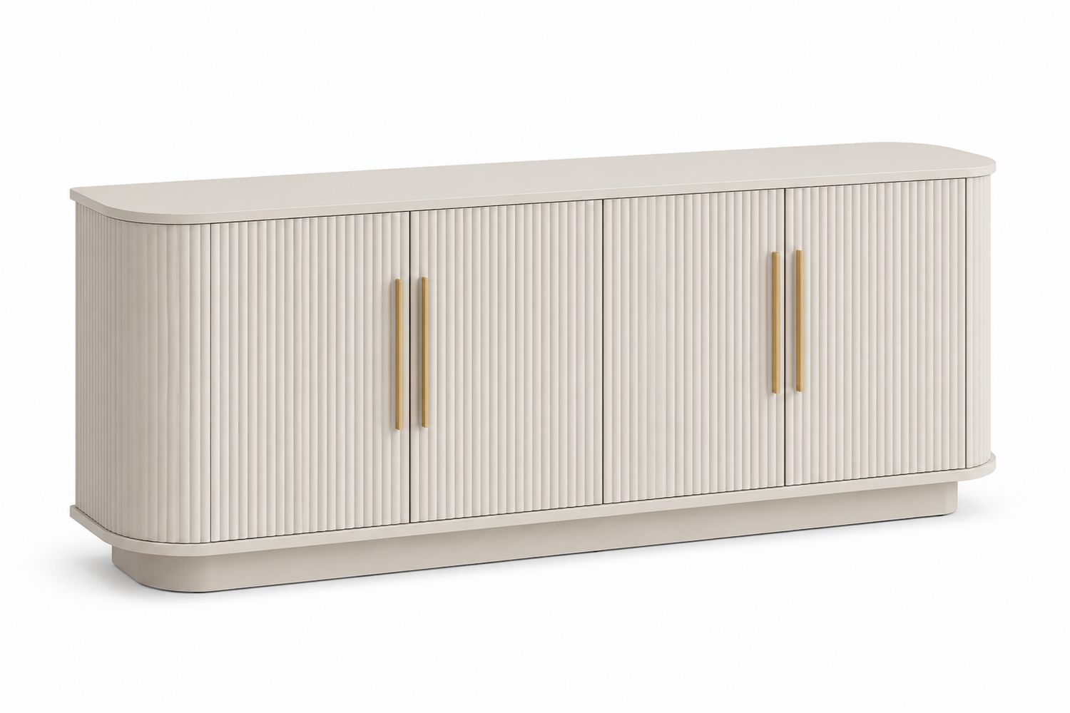 Credenza in Legno Bianco con Maniglie in Metallo