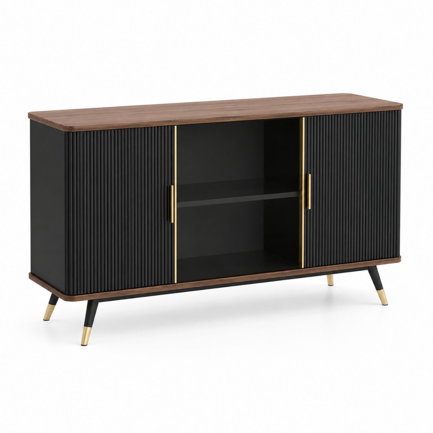 Credenza rettangolare in legno e metallo nero e marrone