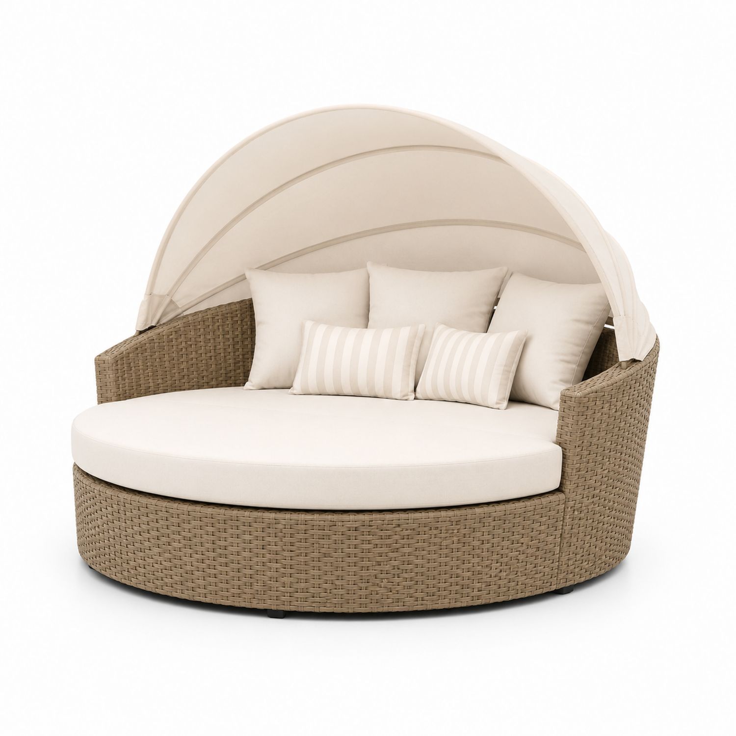 Lettino da giorno in Rattan con Cuscini e Baldacchino