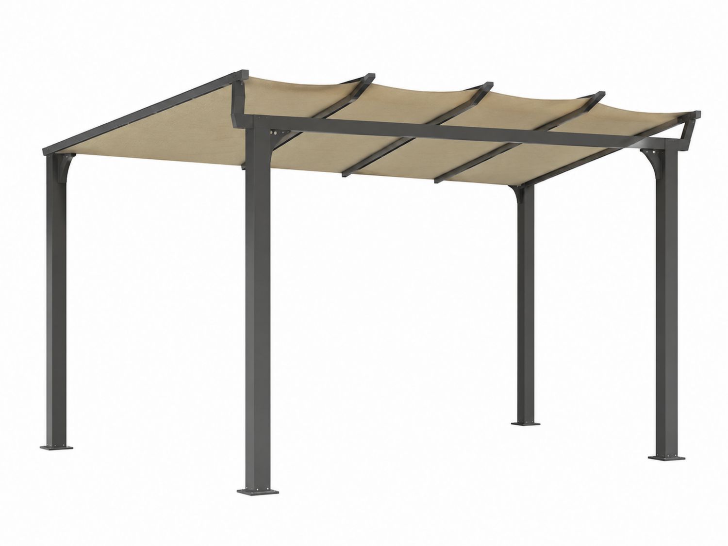 Pergola da Giardino in Metallo con Tettuccio Retrattile Beige 3x4m