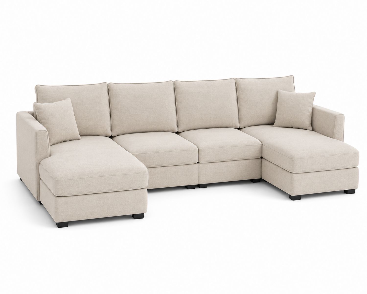 Divano angolare in legno con rivestimento in poliestere Beige