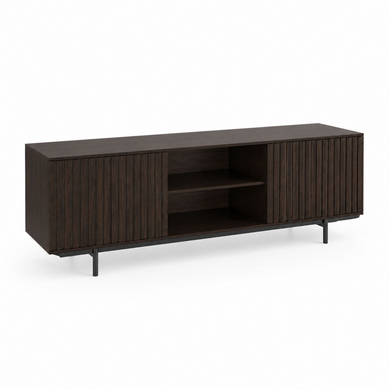 Mobile TV in legno marrone scuro con gambe in metallo 180x45x50 cm