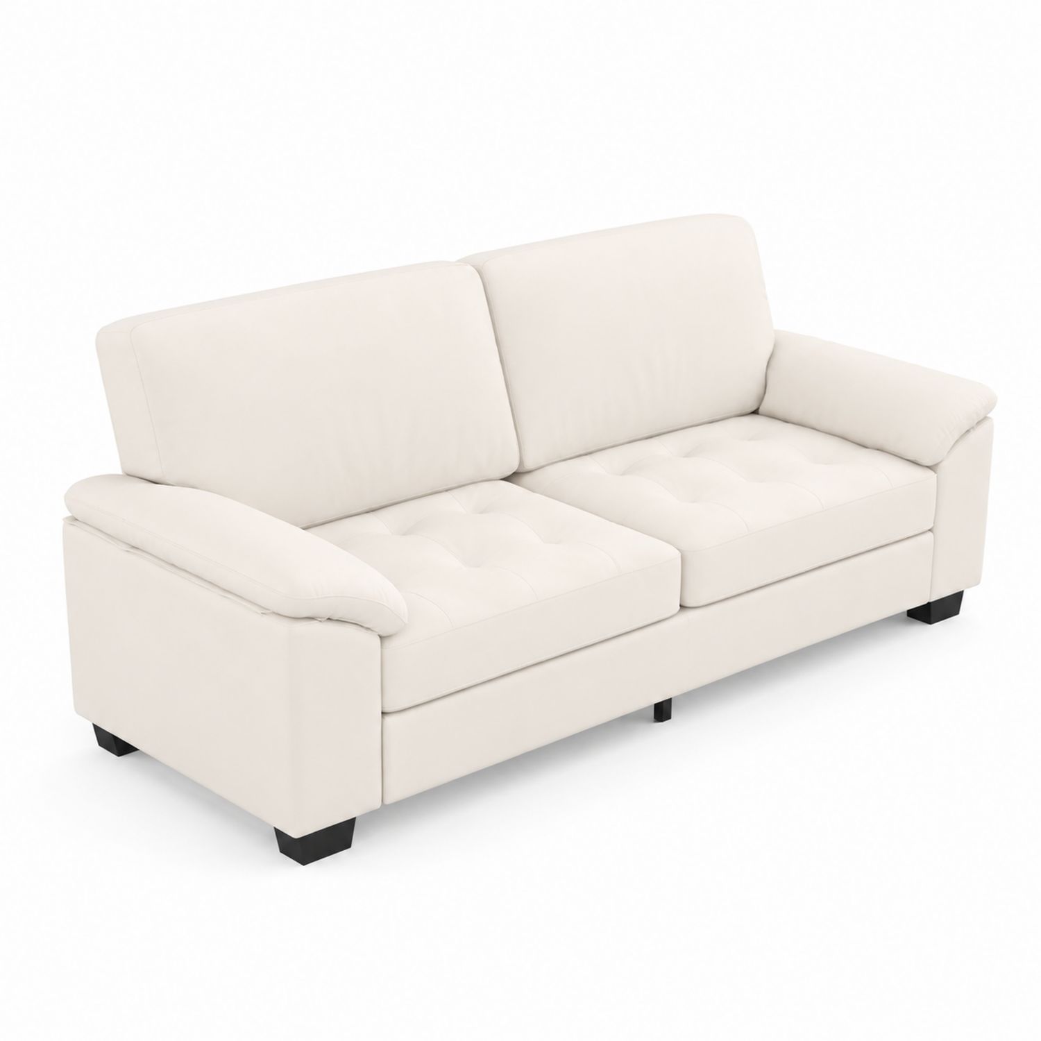 Divano a Due Posti in Pelle PU Crema 200x90x90 cm