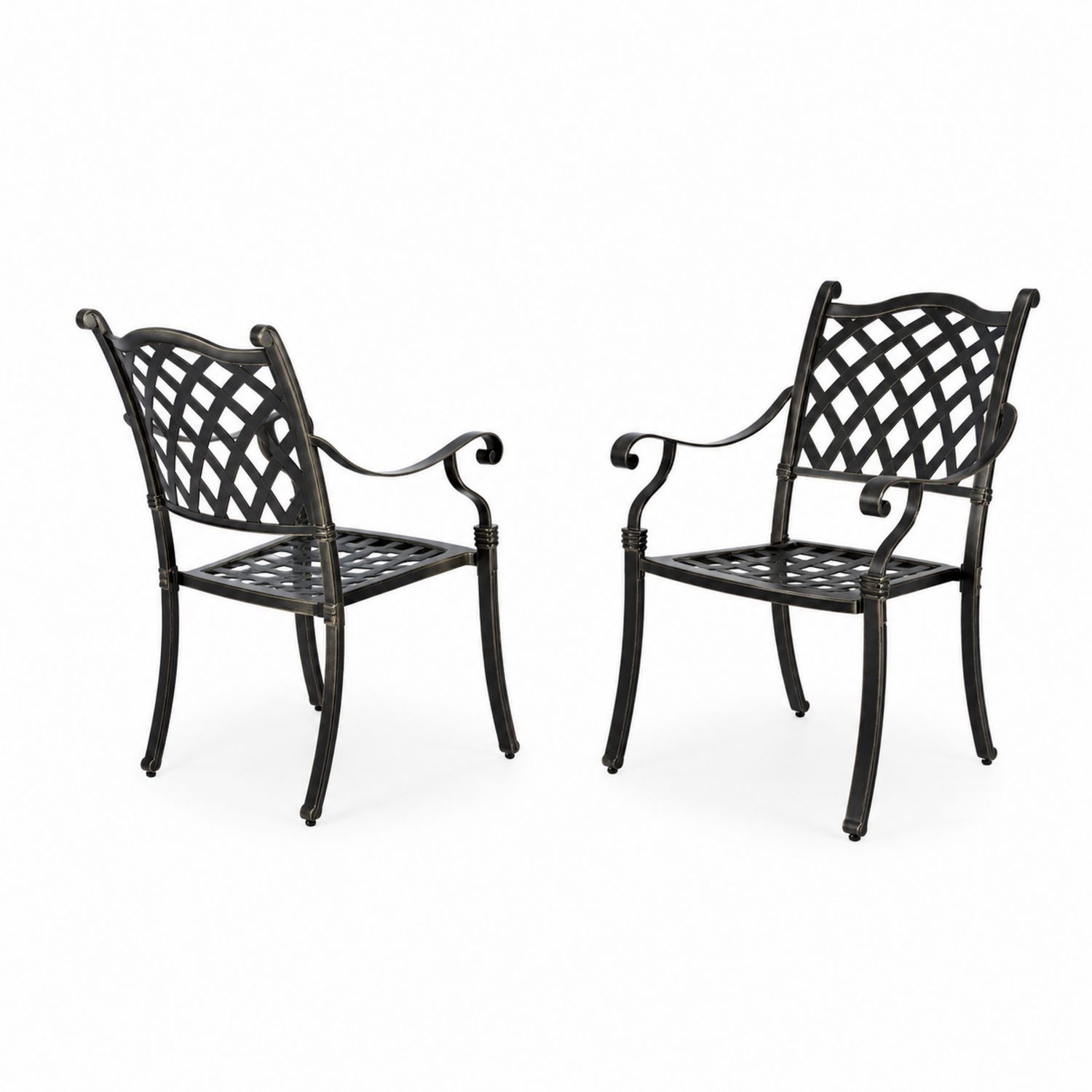 Set di 2 Sedie da Esterno in Alluminio Verniciato a Polvere Nero