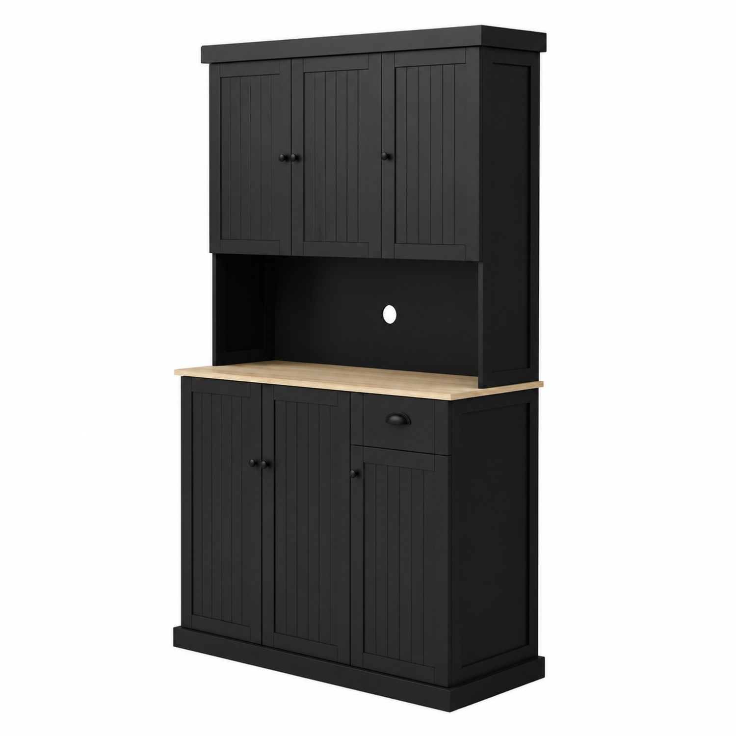 Credenza cucina in legno nero con piano in legno massello