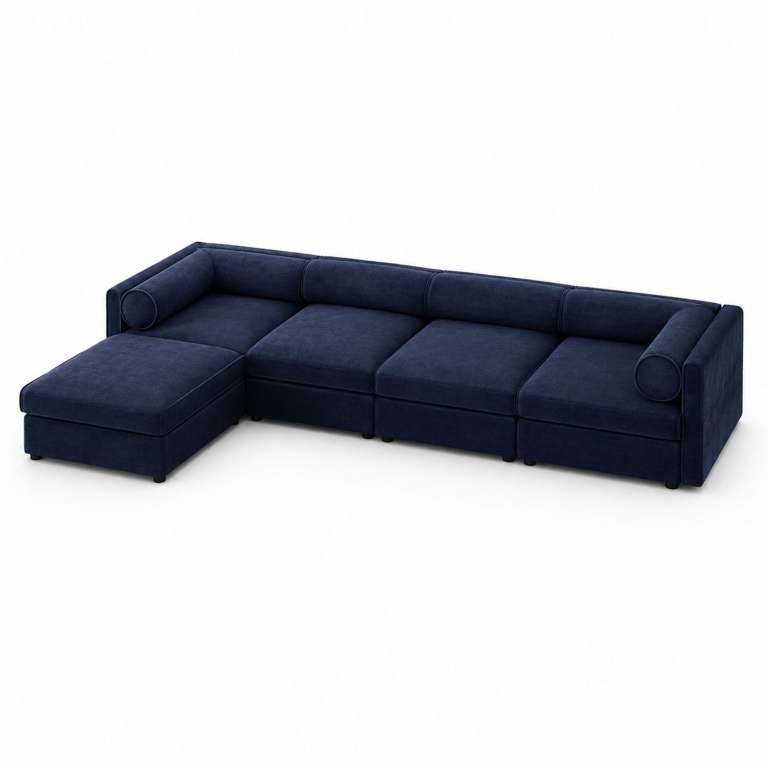 Divano Angolare Modulabile in Tessuto Blu