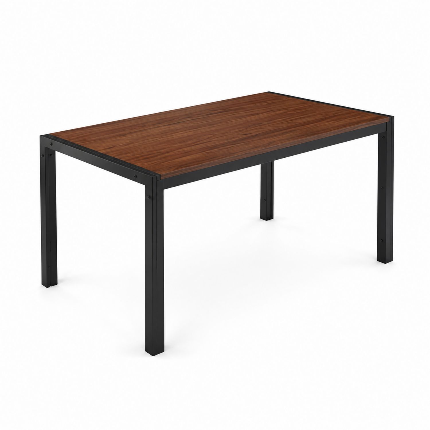 Tavolo da pranzo rettangolare in legno e metallo 120x80x75 cm Marrone/Nero