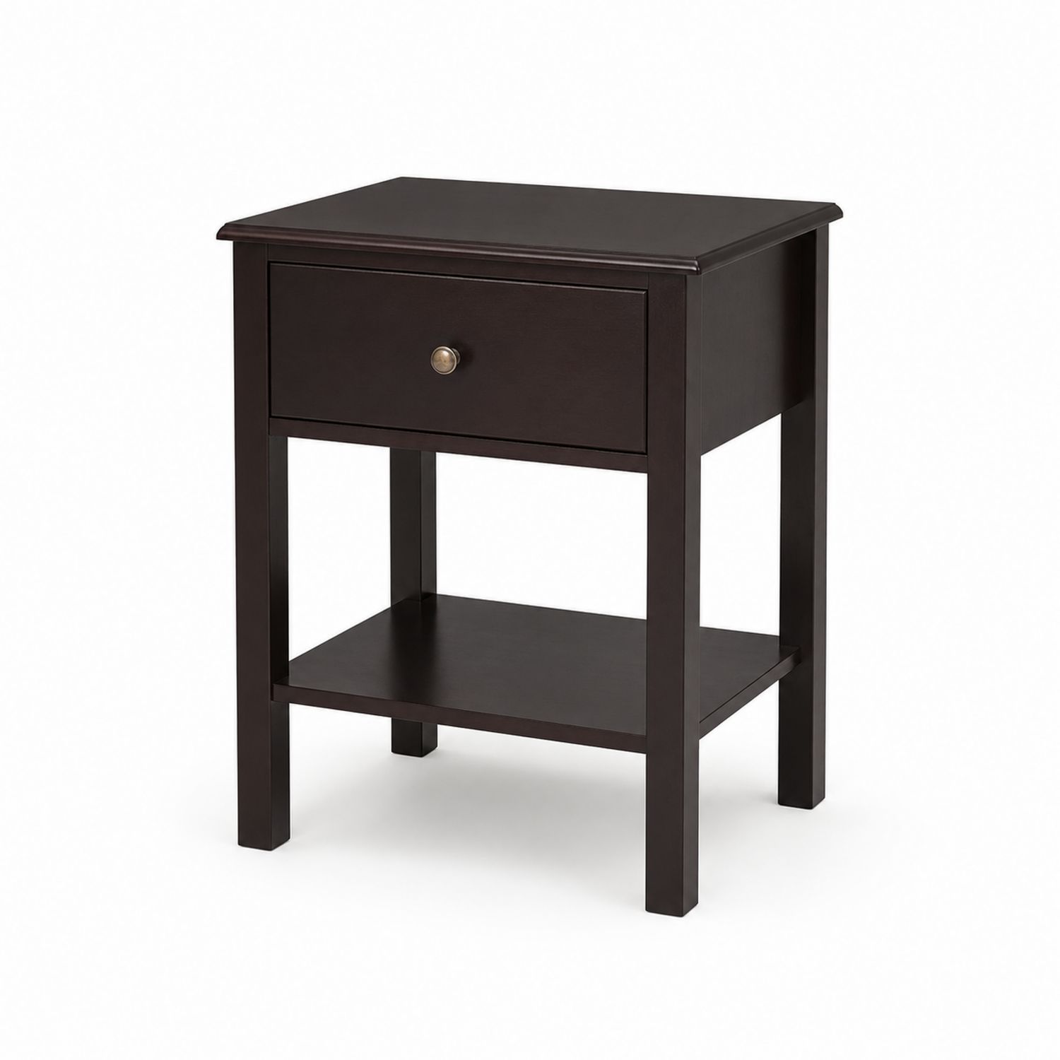 Comodino in legno massello marrone con cassetto