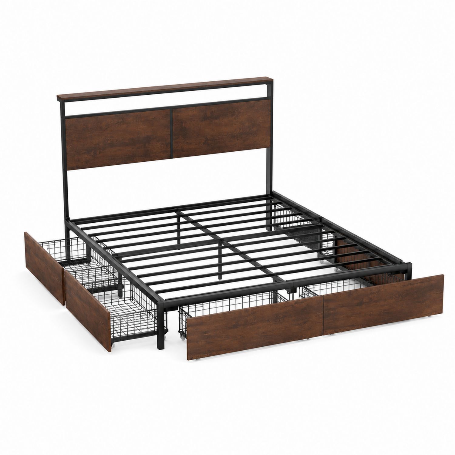 Letto Matrimoniale in Metallo e Legno 200x160 cm