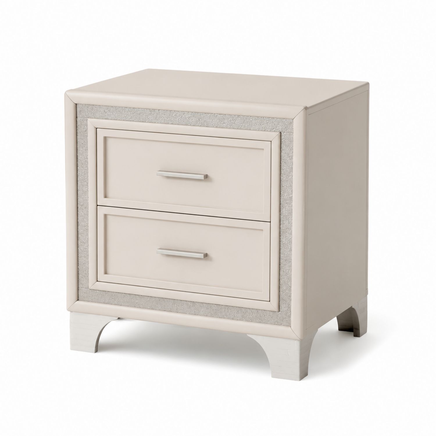 Comodino 2 cassetti in MDF e metallo Beige 50x40x55 cm