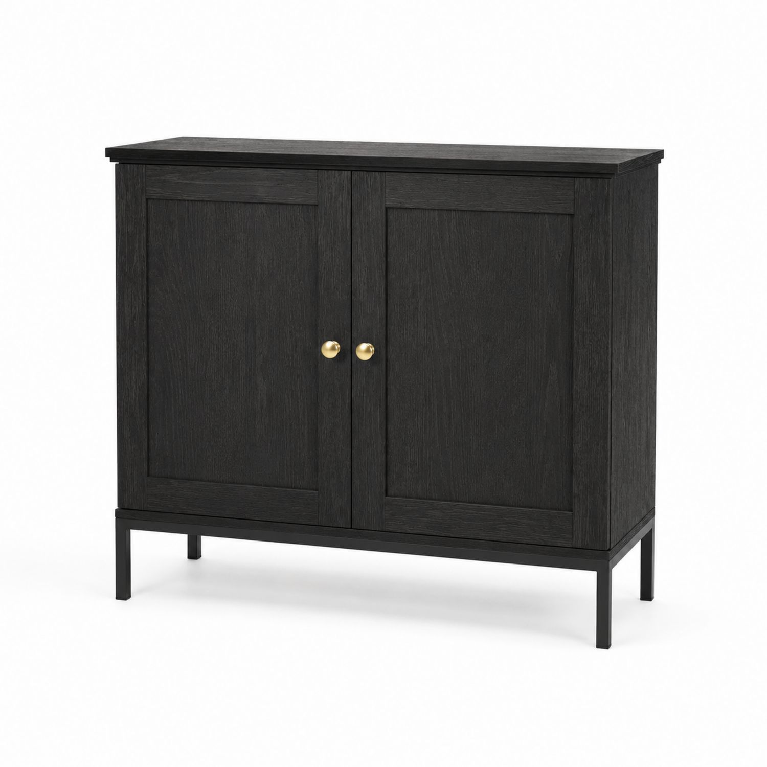 Credenza in Legno di Quercia con Maniglie in Ottone, 80 x 35 x 90 cm