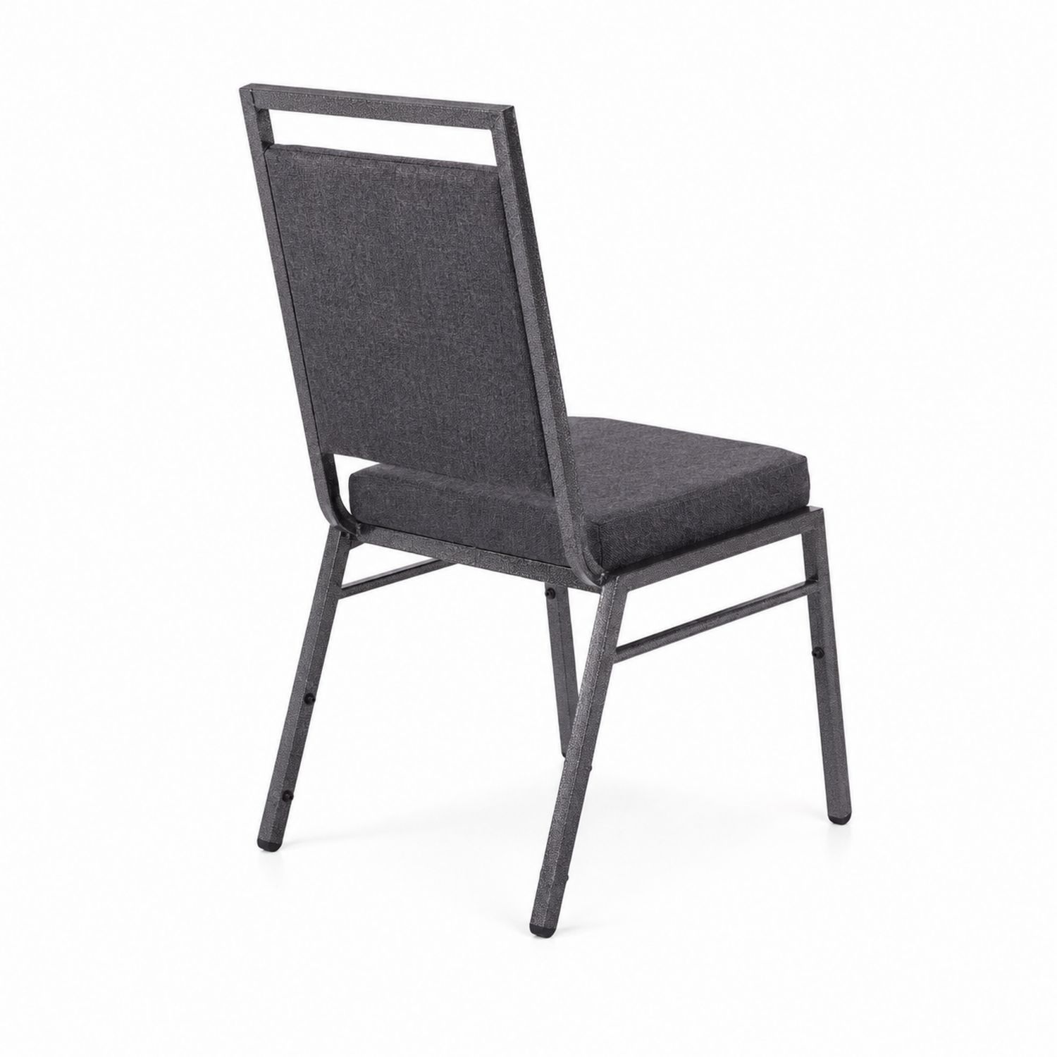 Sedia da Pranzo in Acciaio con Rivestimento in Tessuto Grigio
