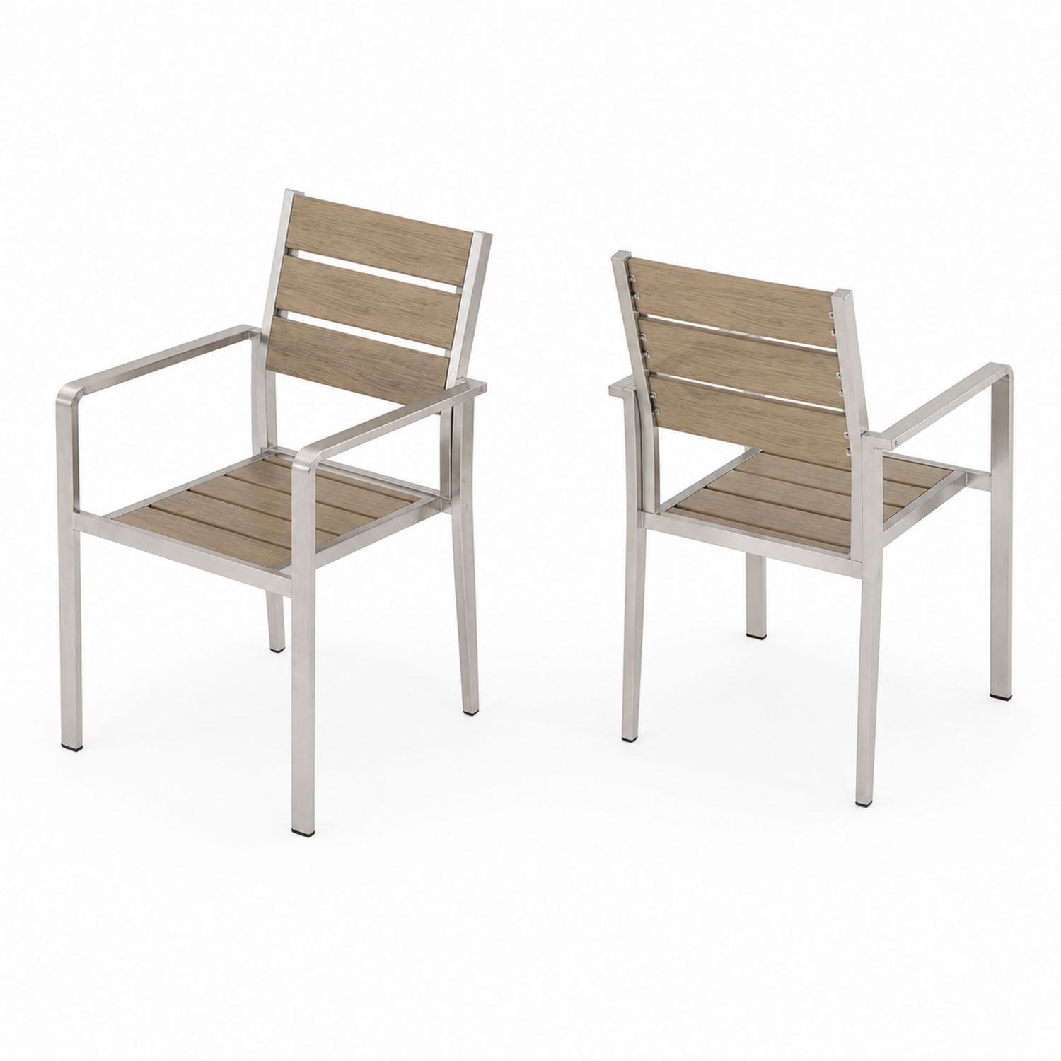 Set di 2 Sedie in Metallo e Legno Composito da Esterno