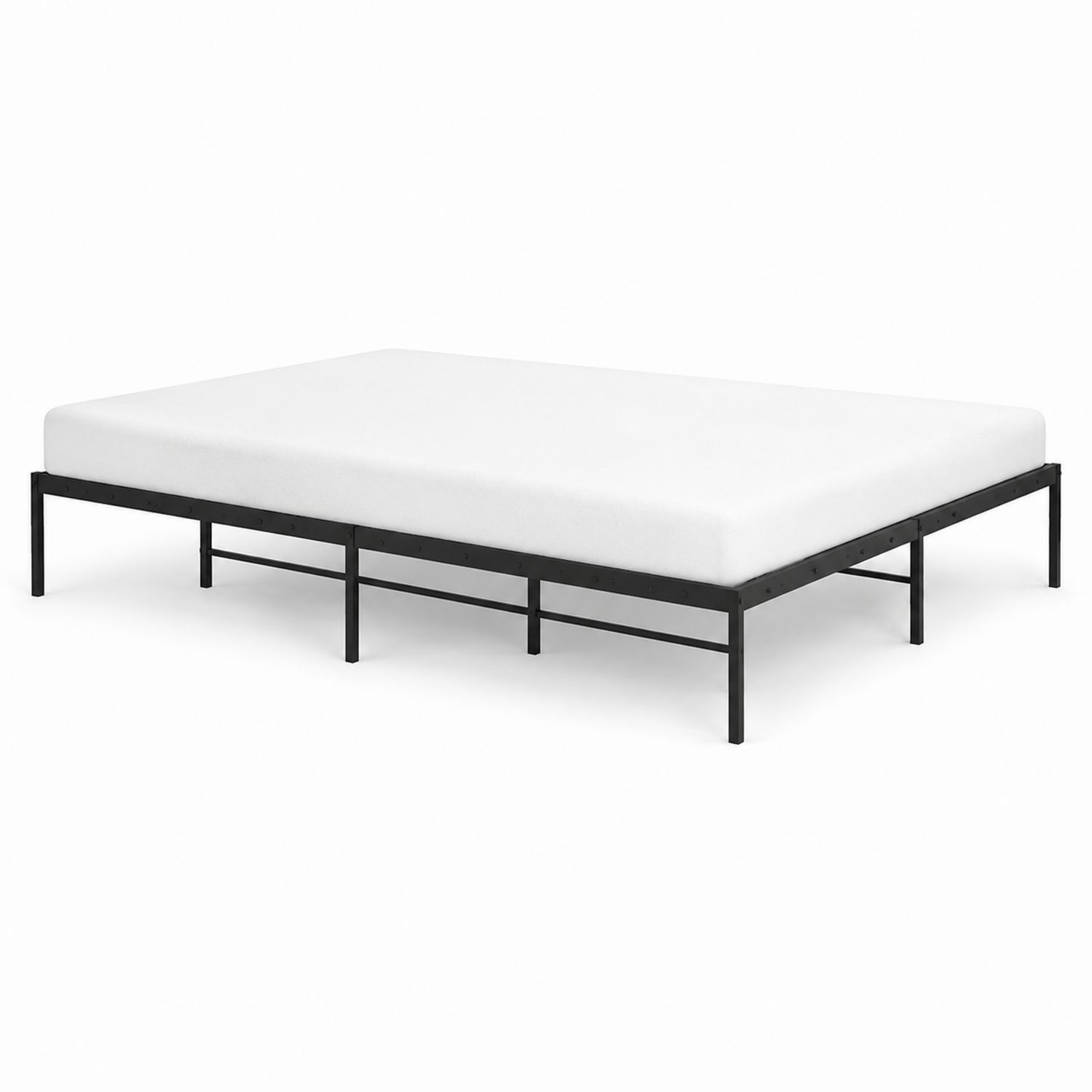 Letto matrimoniale con struttura in metallo nero con materasso