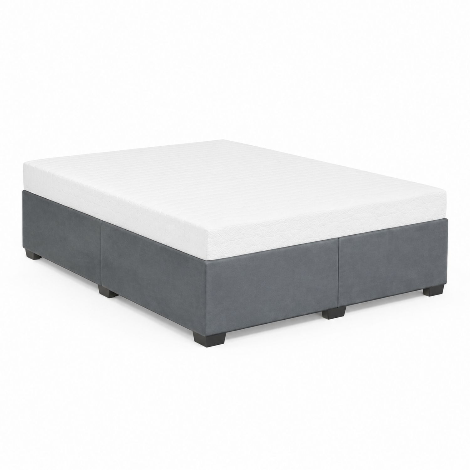 Letto matrimoniale con contenitore in legno ed ecopelle Grigio e materasso Bianco