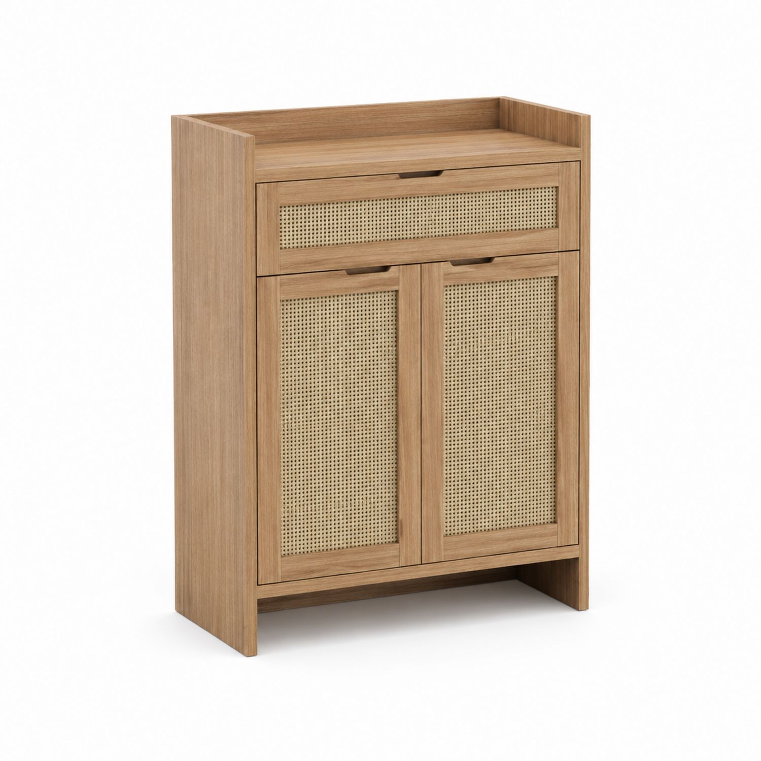 Scarpiera in Legno e Rattan Marrone Chiaro