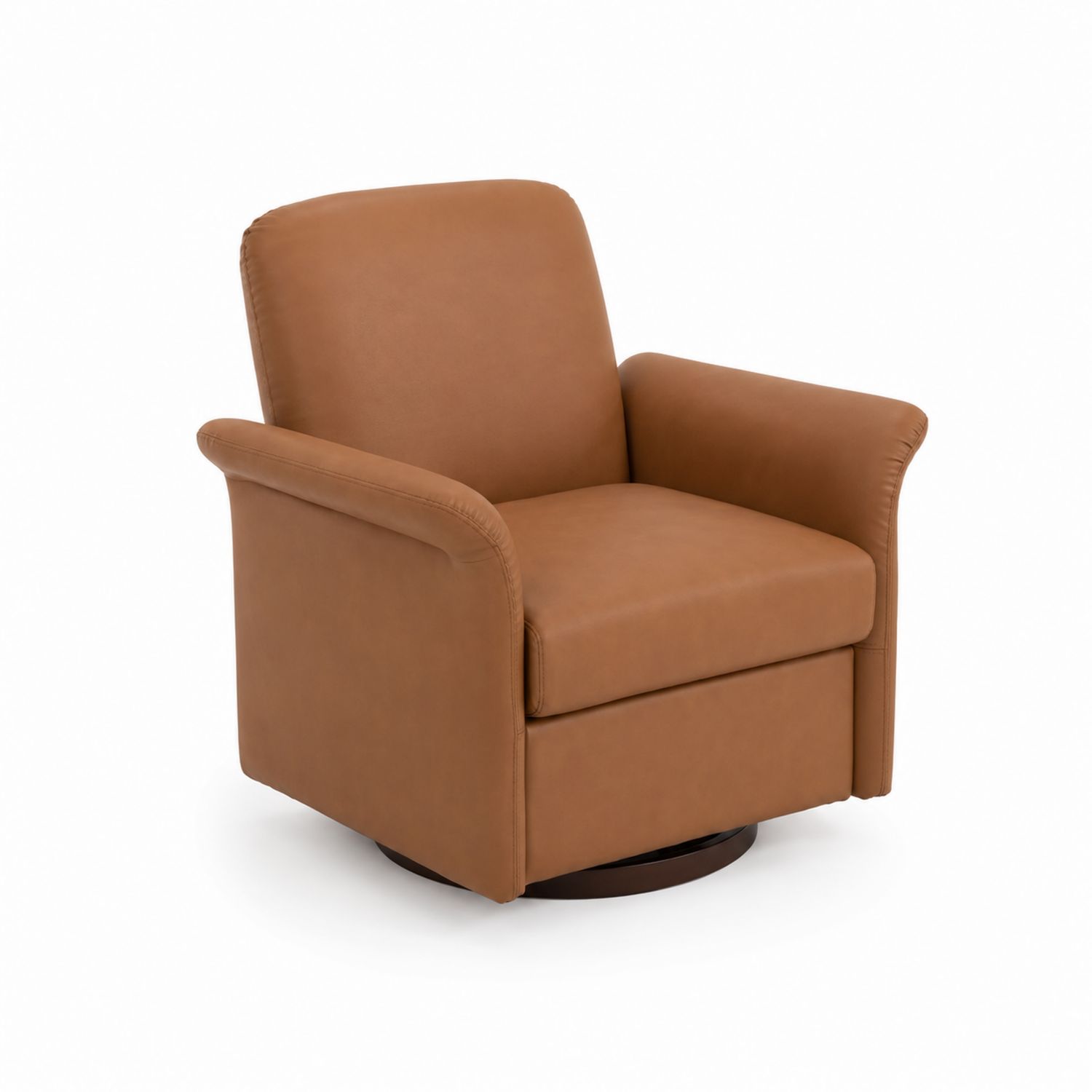 Poltrona in pelle sintetica marrone con base girevole