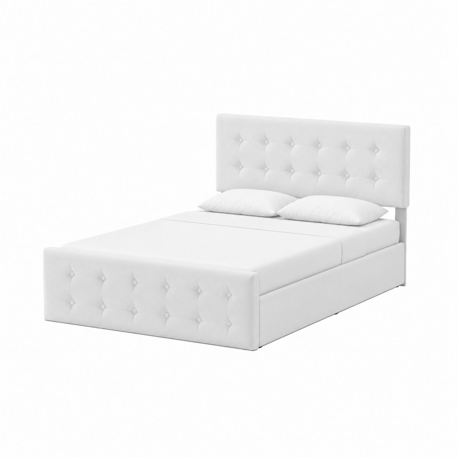 Letto matrimoniale imbottito in tessuto bianco