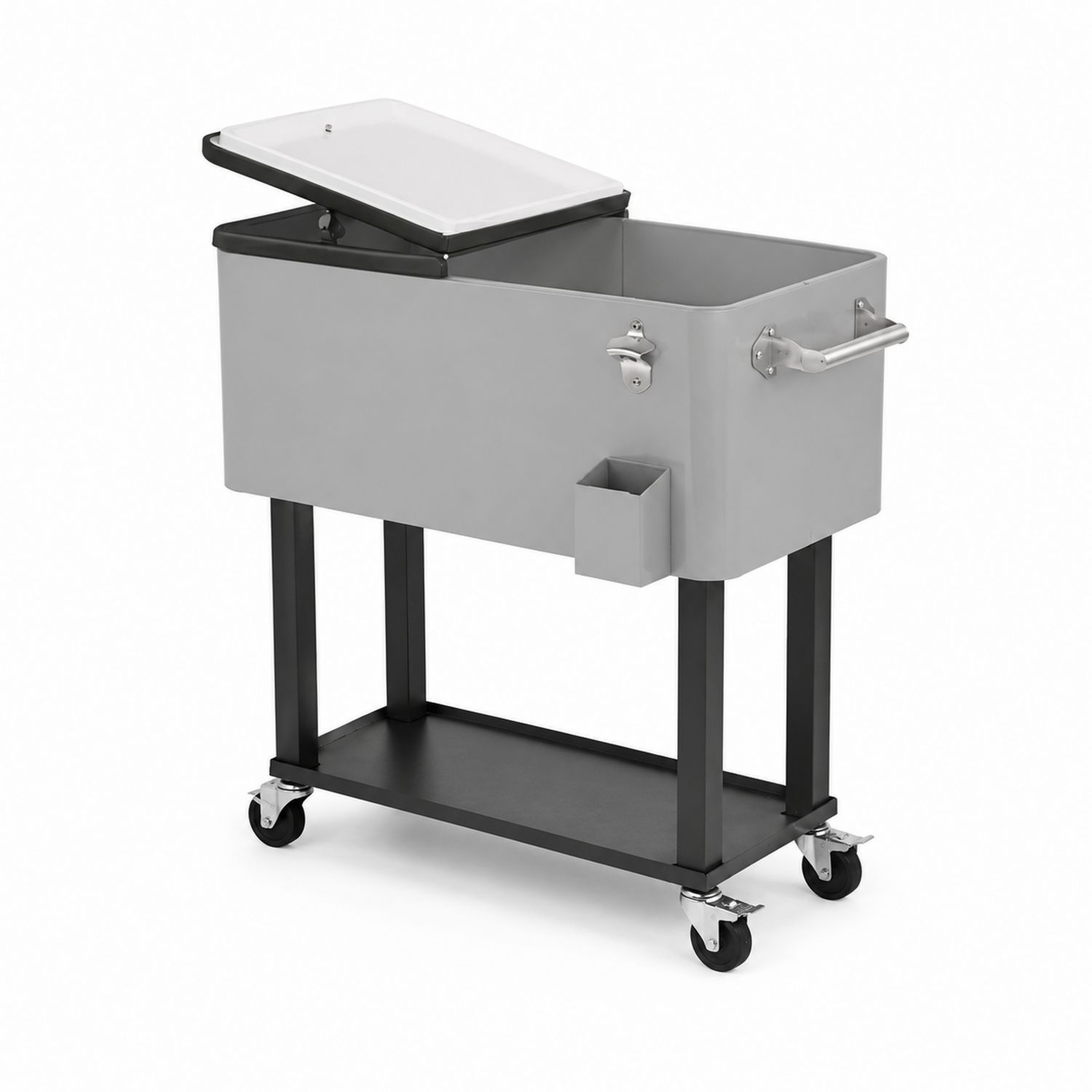 Carrello refrigerante in acciaio con ruote Grigio 85L