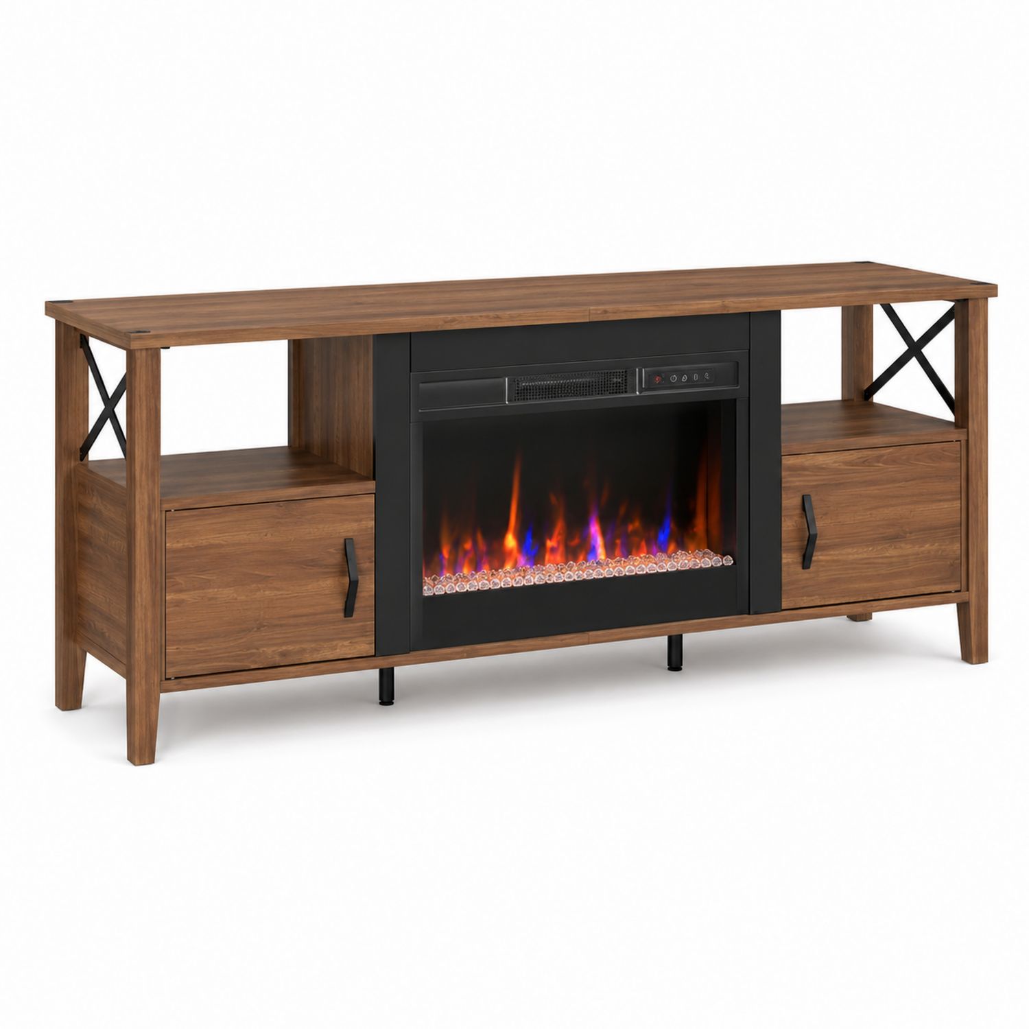 Mobile TV in Legno con Camino Elettrico Integrato