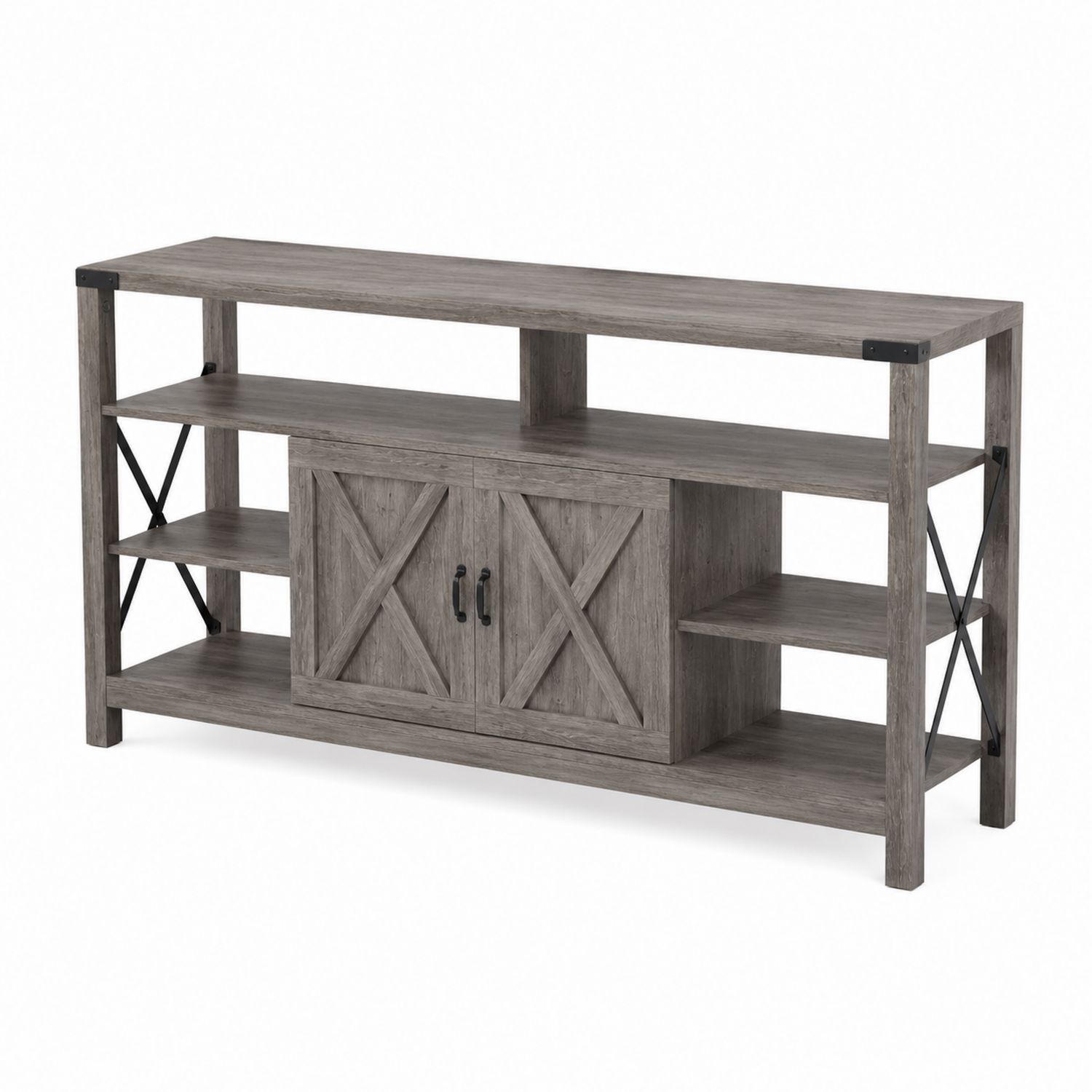 Credenza TV in Legno Composito con Ripiani Multipli