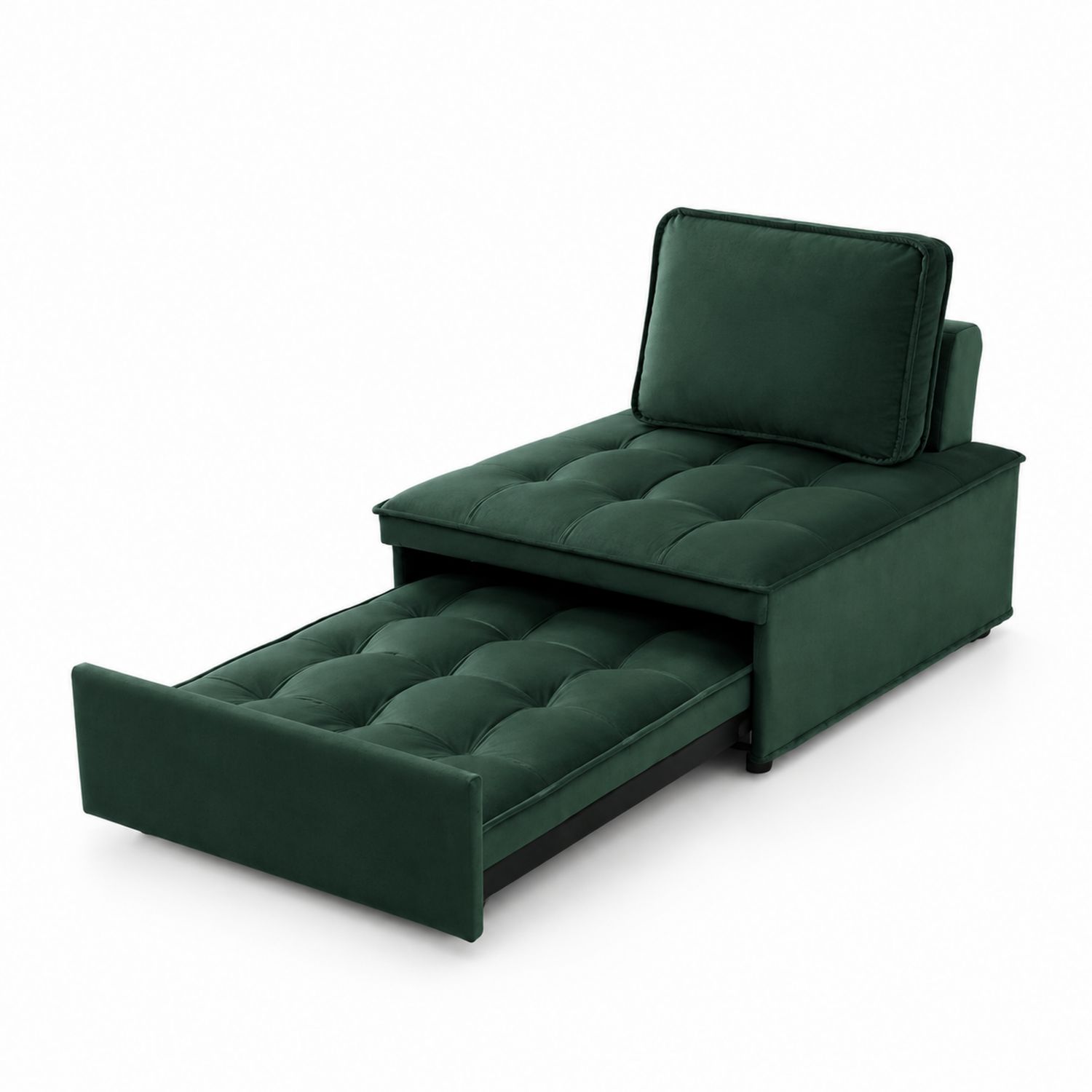 Divano Letto Singolo Velluto Verde con Cassetto