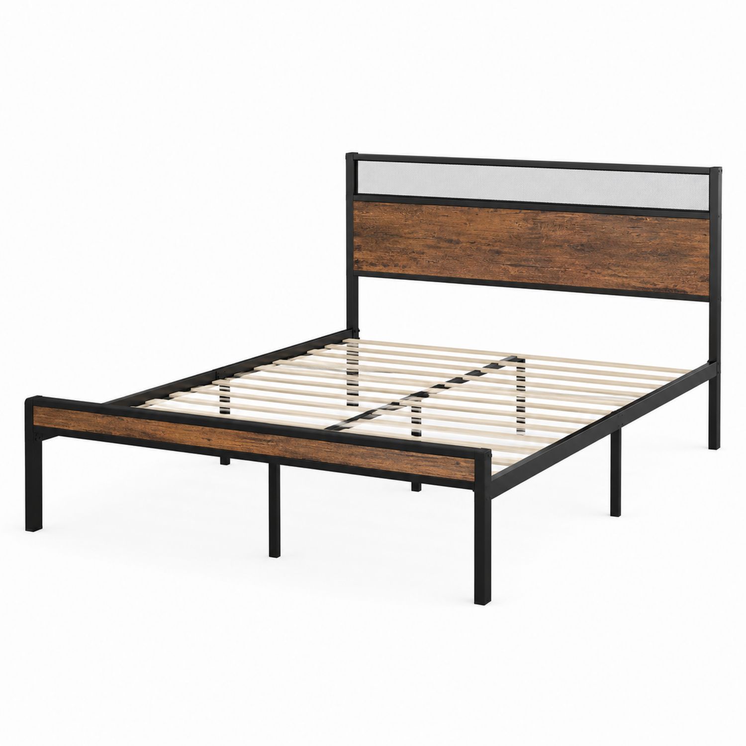 Letto Matrimoniale in Metallo con Testiera in Legno 200x160 cm