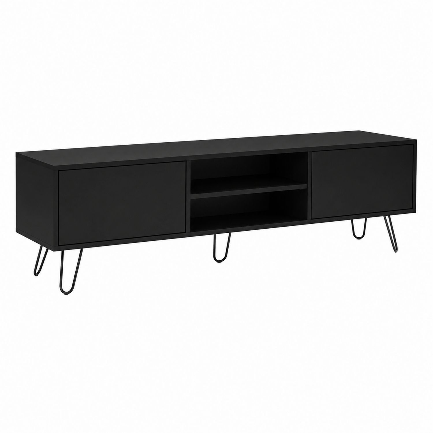 Mobile TV nero in MDF e metallo 160x40x45 cm