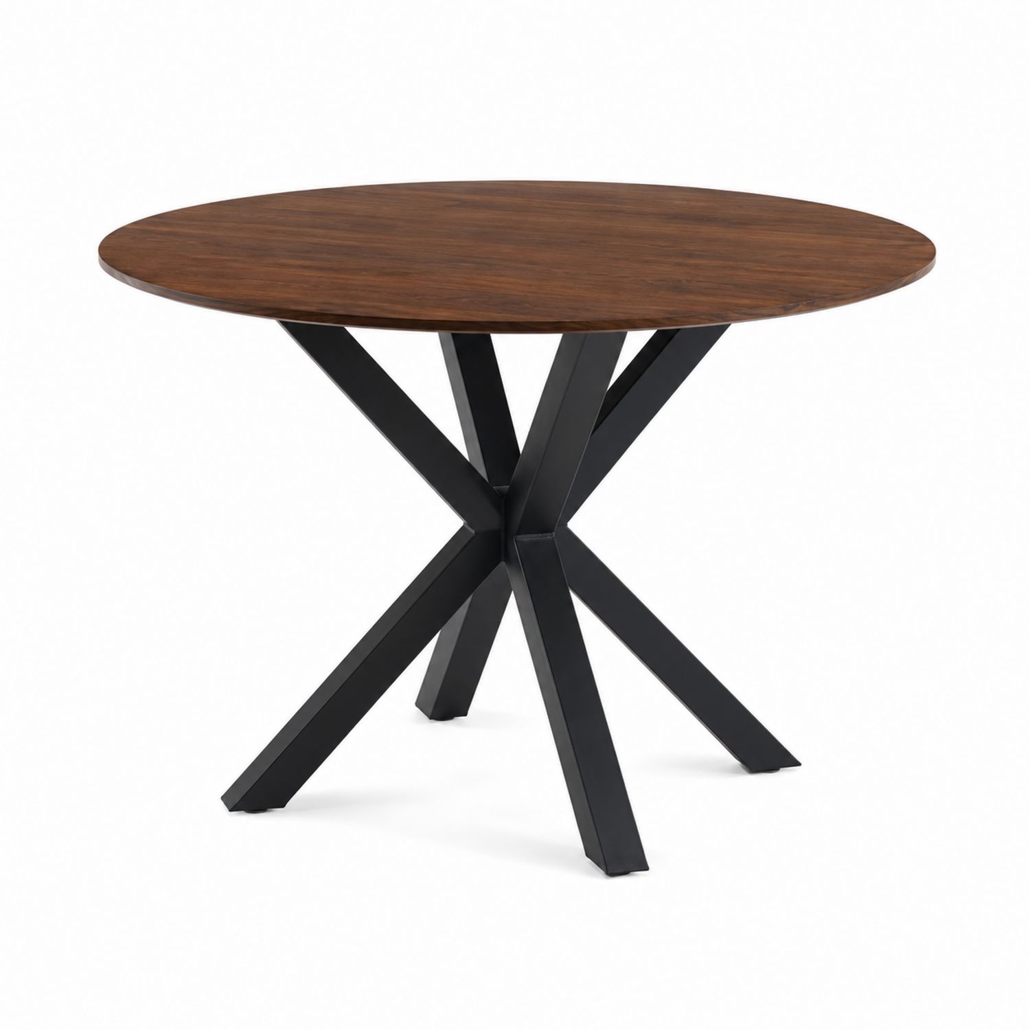 Tavolo da pranzo rotondo in legno e metallo nero Ø120 cm