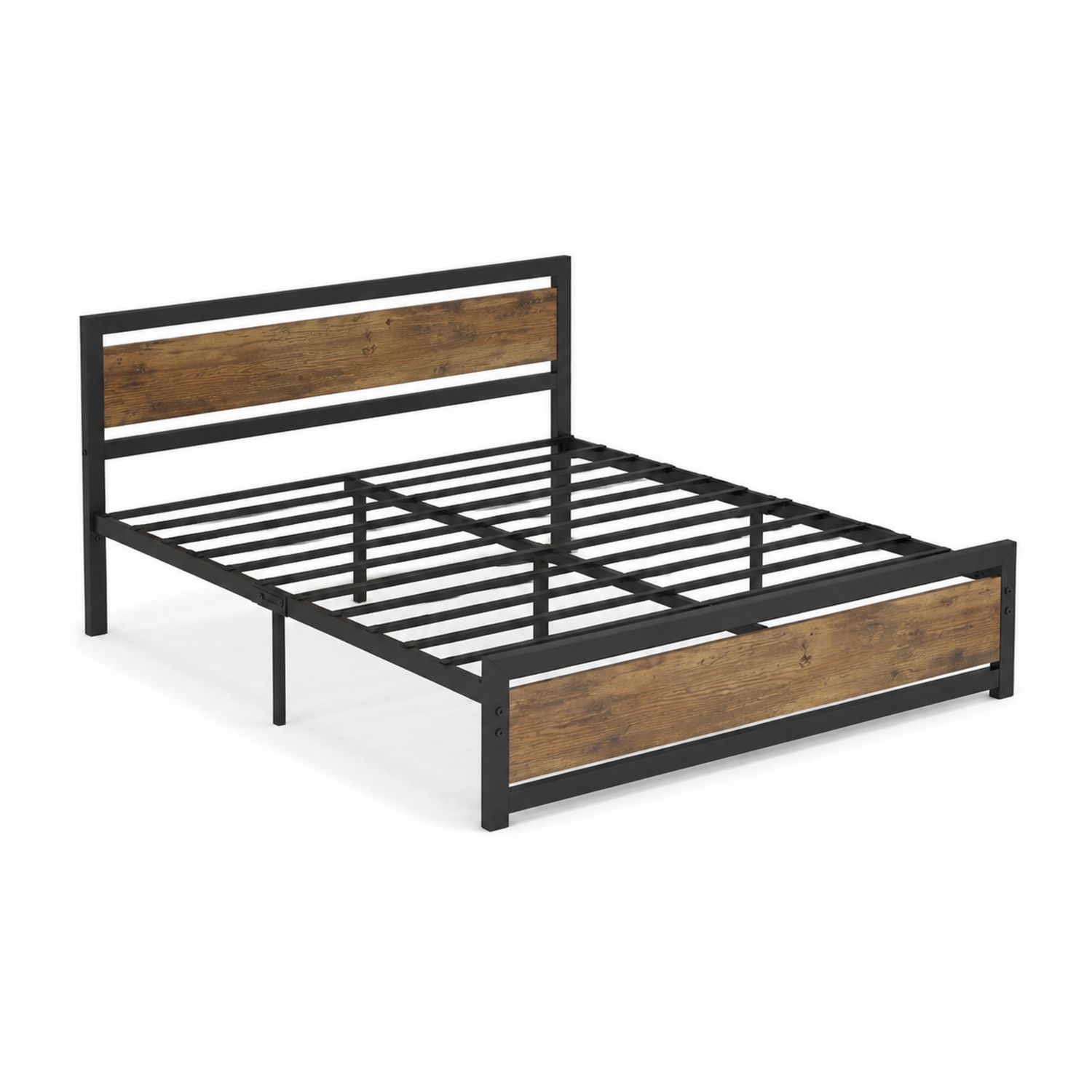 Letto matrimoniale in metallo e legno di acacia 200x160 cm