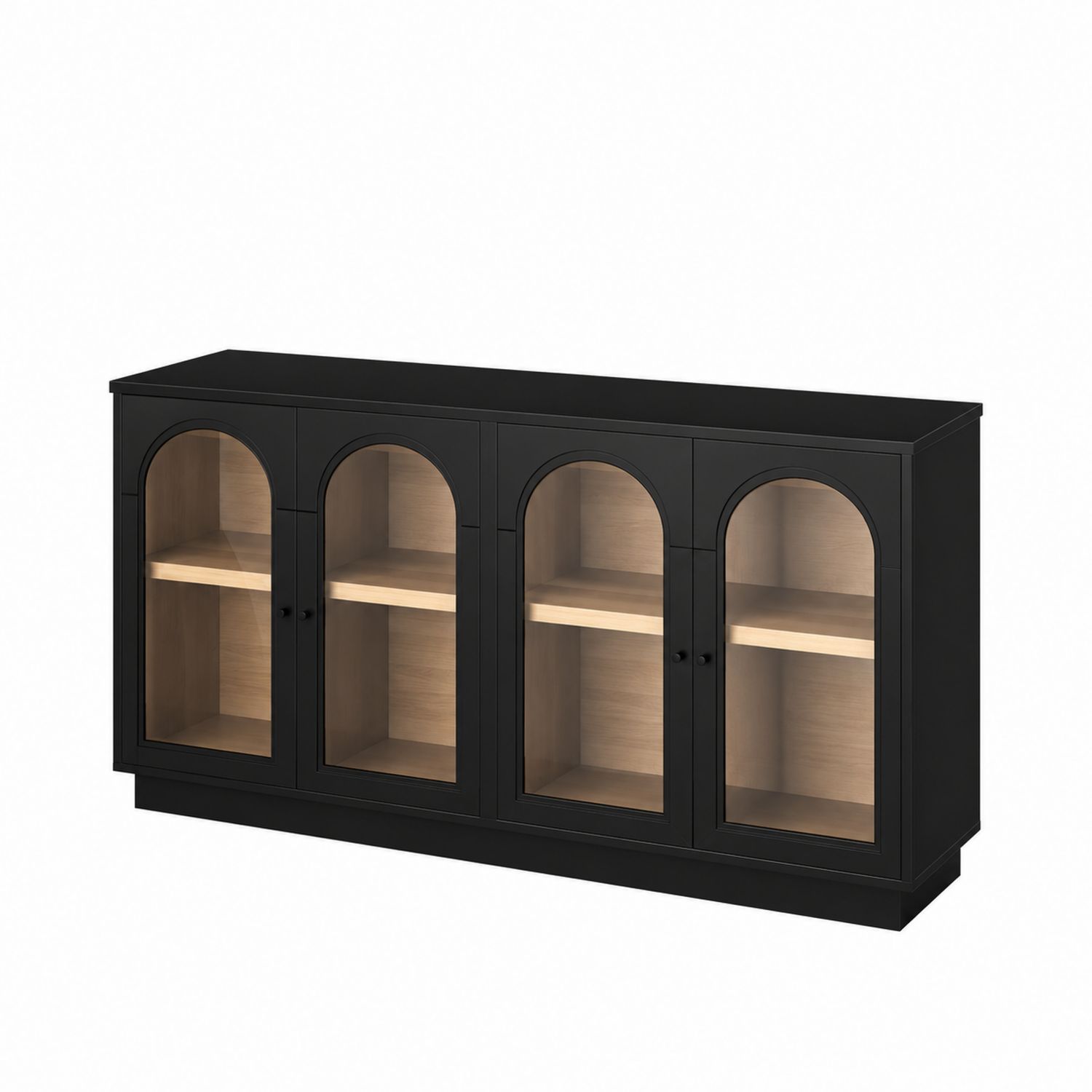 Credenza in Legno con Ante in Vetro Temperato e Ripiani