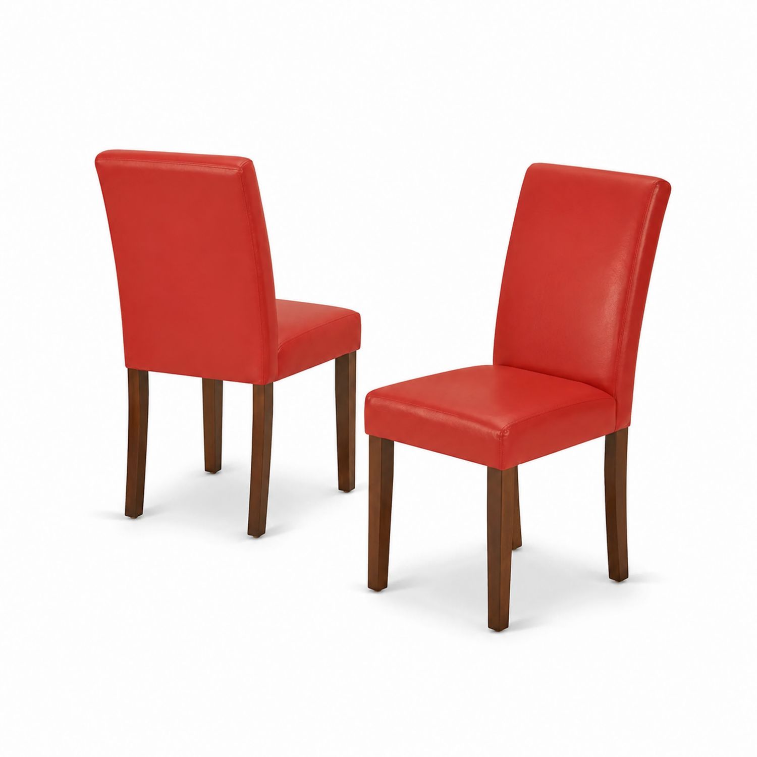 Set di Due Sedie in Legno e Pelle Sintetica Rossa
