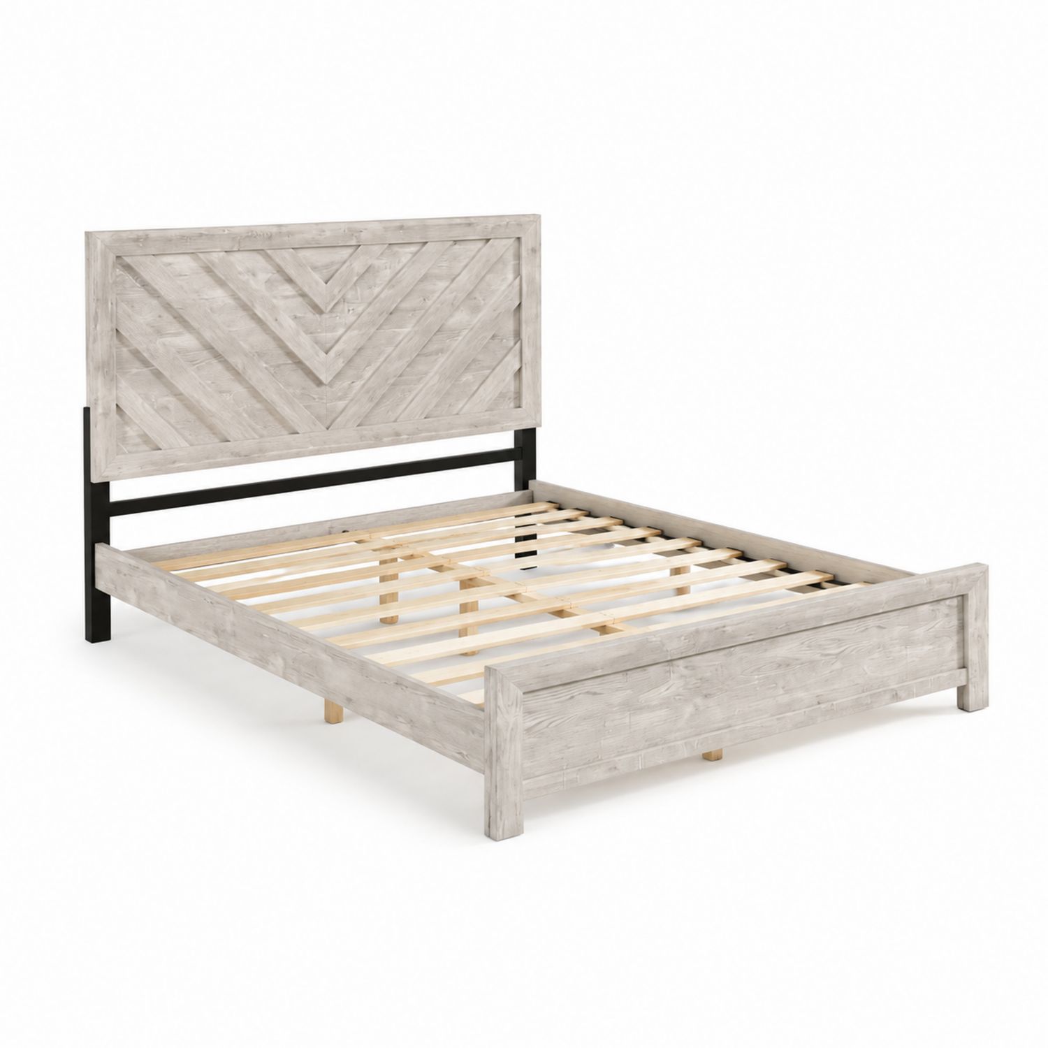 Letto matrimoniale in legno grigio e metallo 200x160 cm