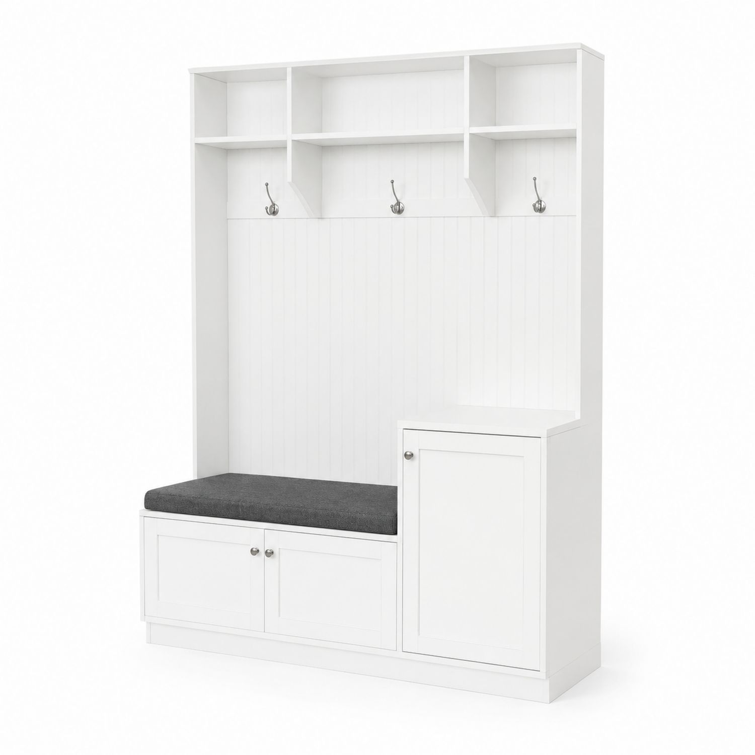 Panca Ingresso in MDF Bianco con Appendiabiti e Mensole