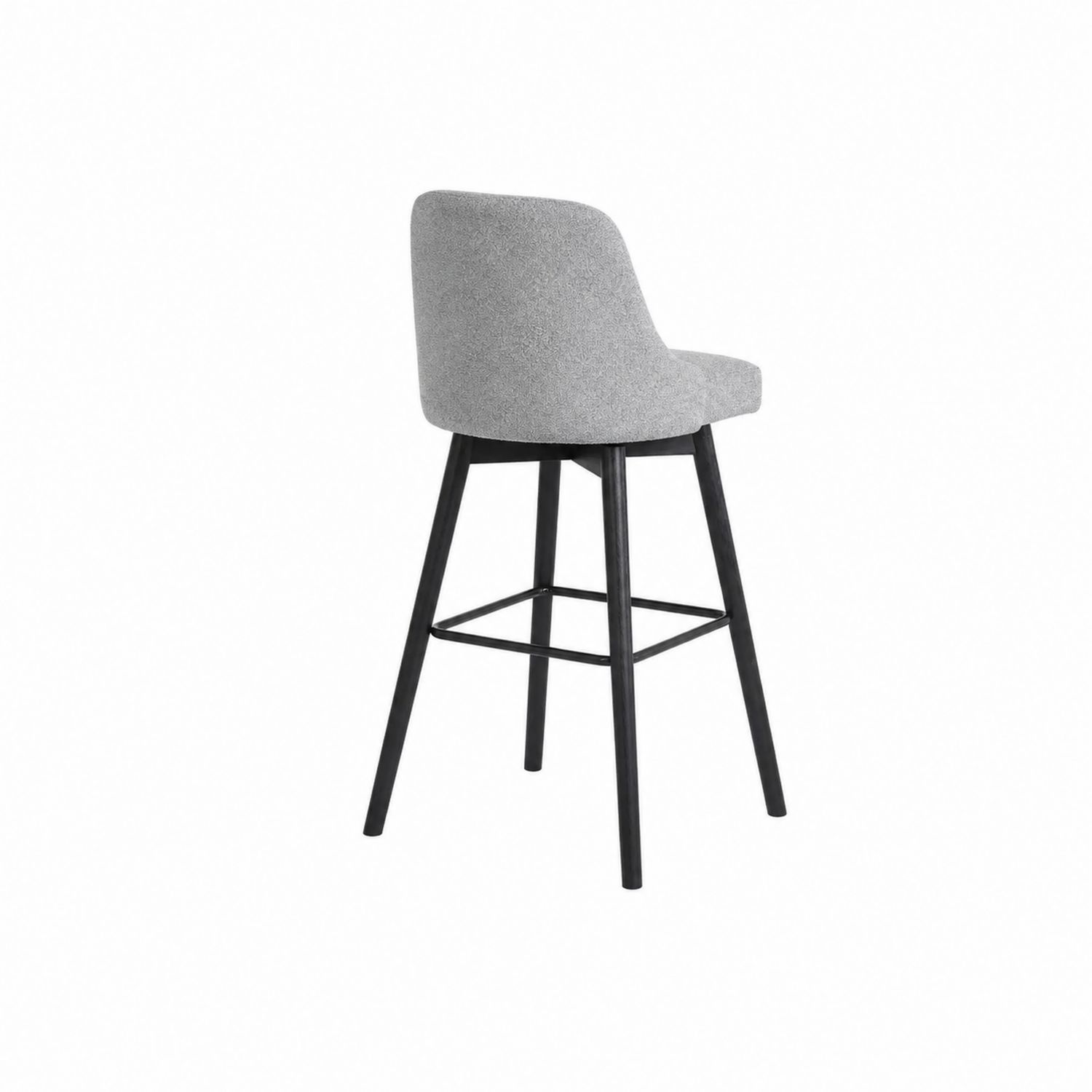 Sgabello da bar in tessuto grigio con struttura in legno nero