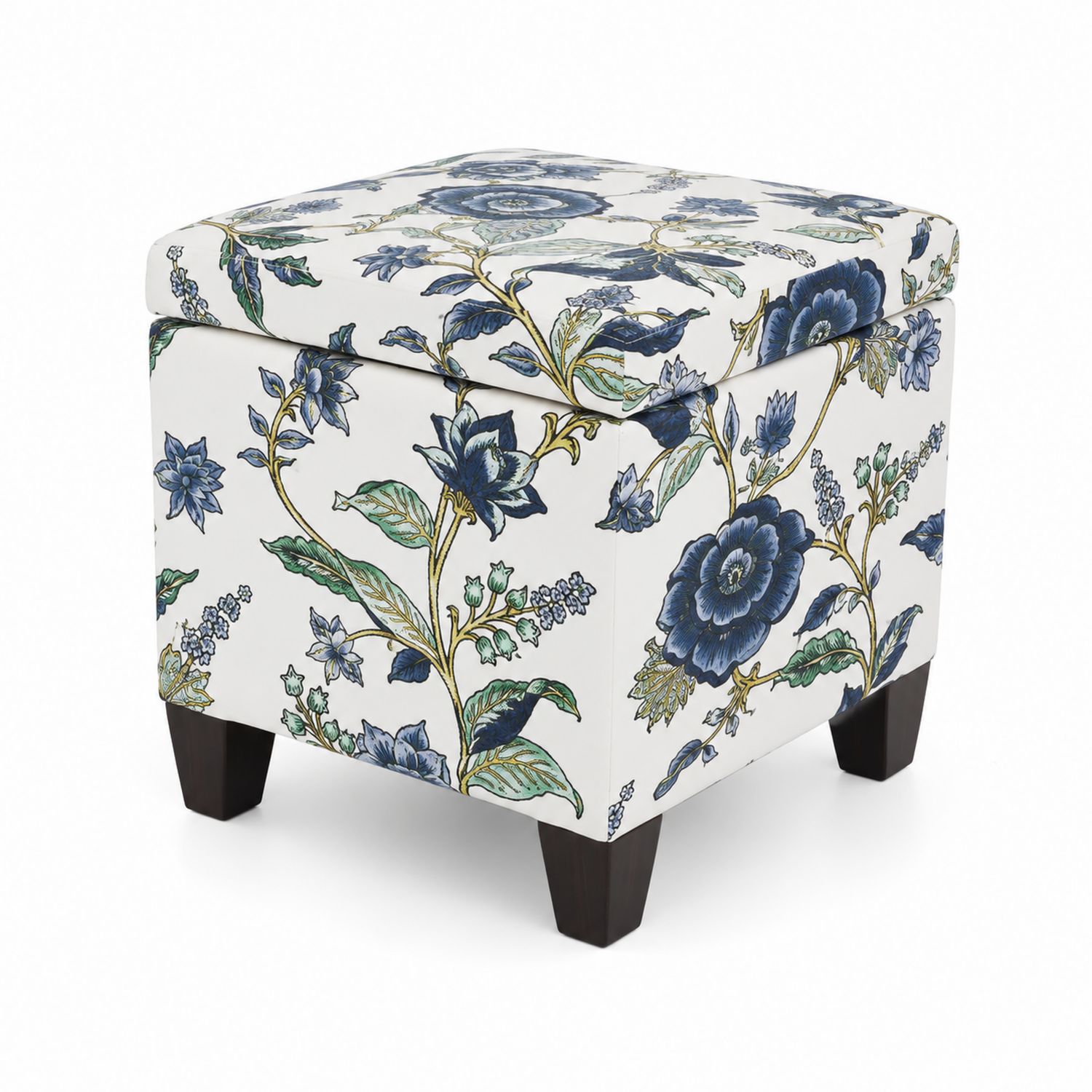 Pouf quadrato in poliestere con motivo floreale, 45x45x50 cm, multicolore