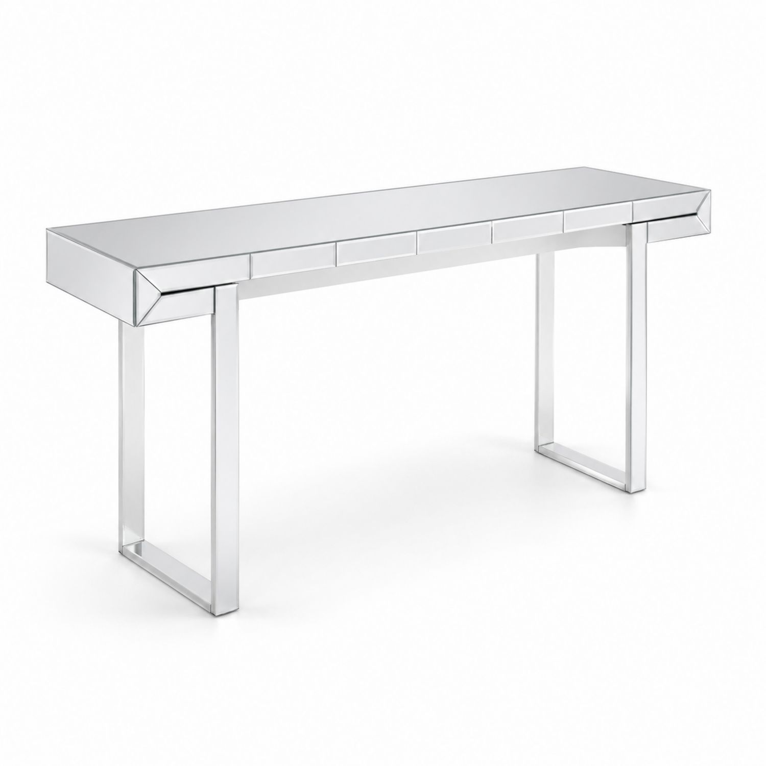 Consolle rettangolare in vetro specchiato e acciaio 120x35x76 cm