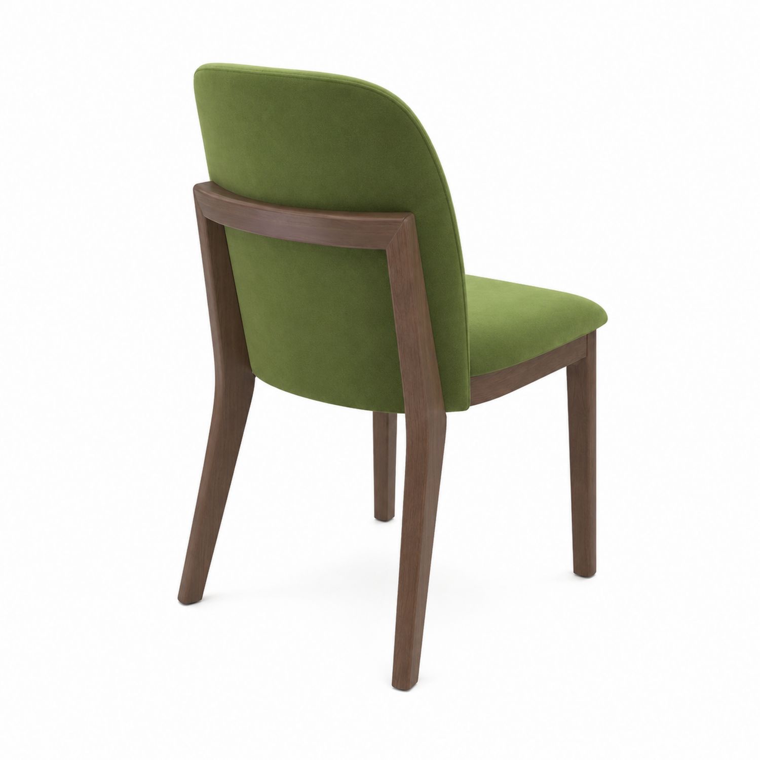 Sedia da pranzo in legno con rivestimento in velluto verde