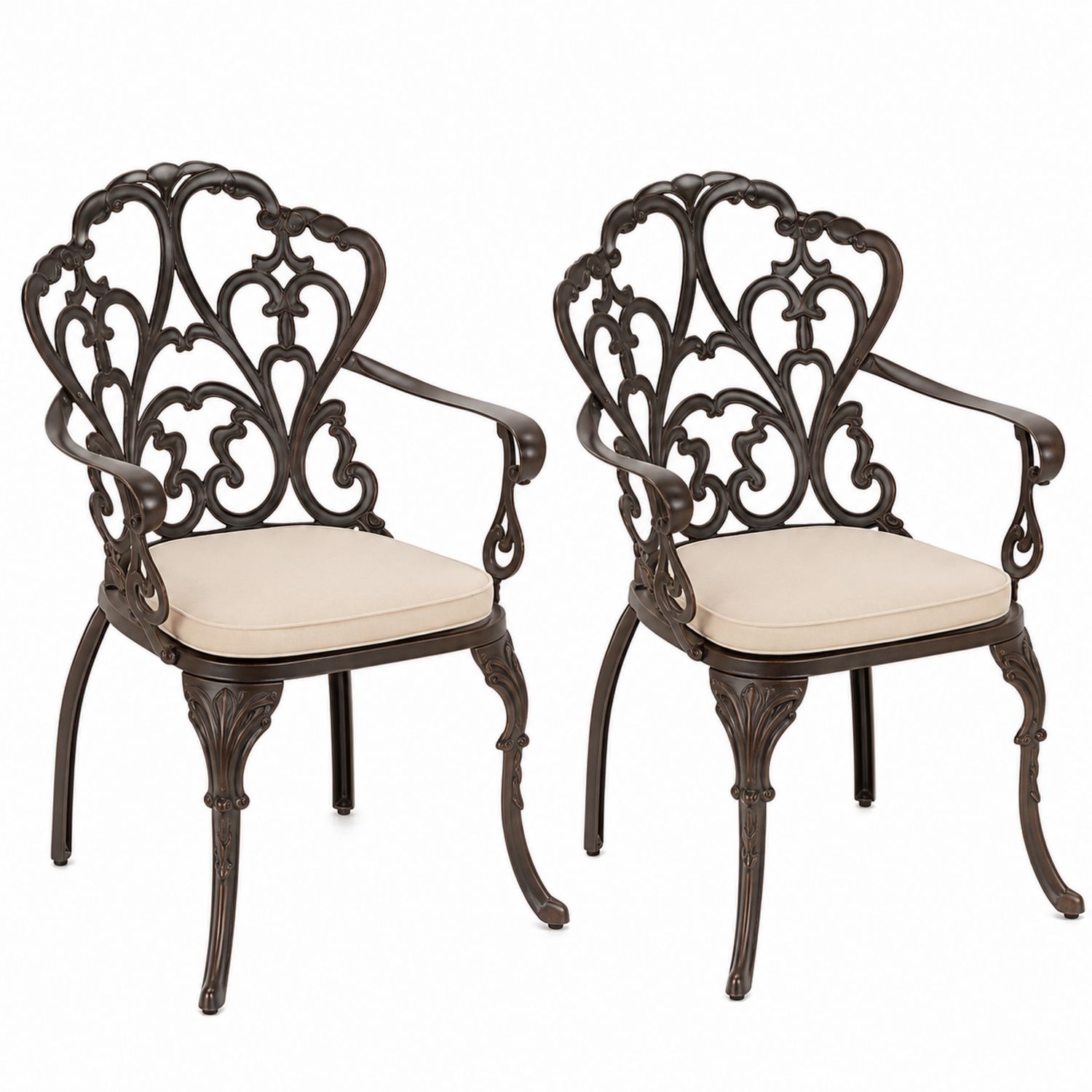 Set di 2 Sedie in Alluminio con Cuscino Beige-Plypractical